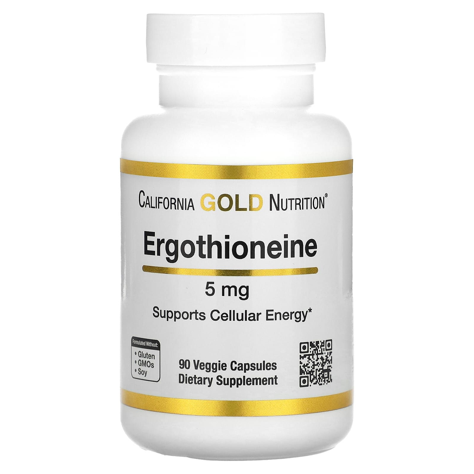 Ergothioneine 5mg 90 Veggie Capsules - Potent Antioxidant for Cellular Energy - Image 1