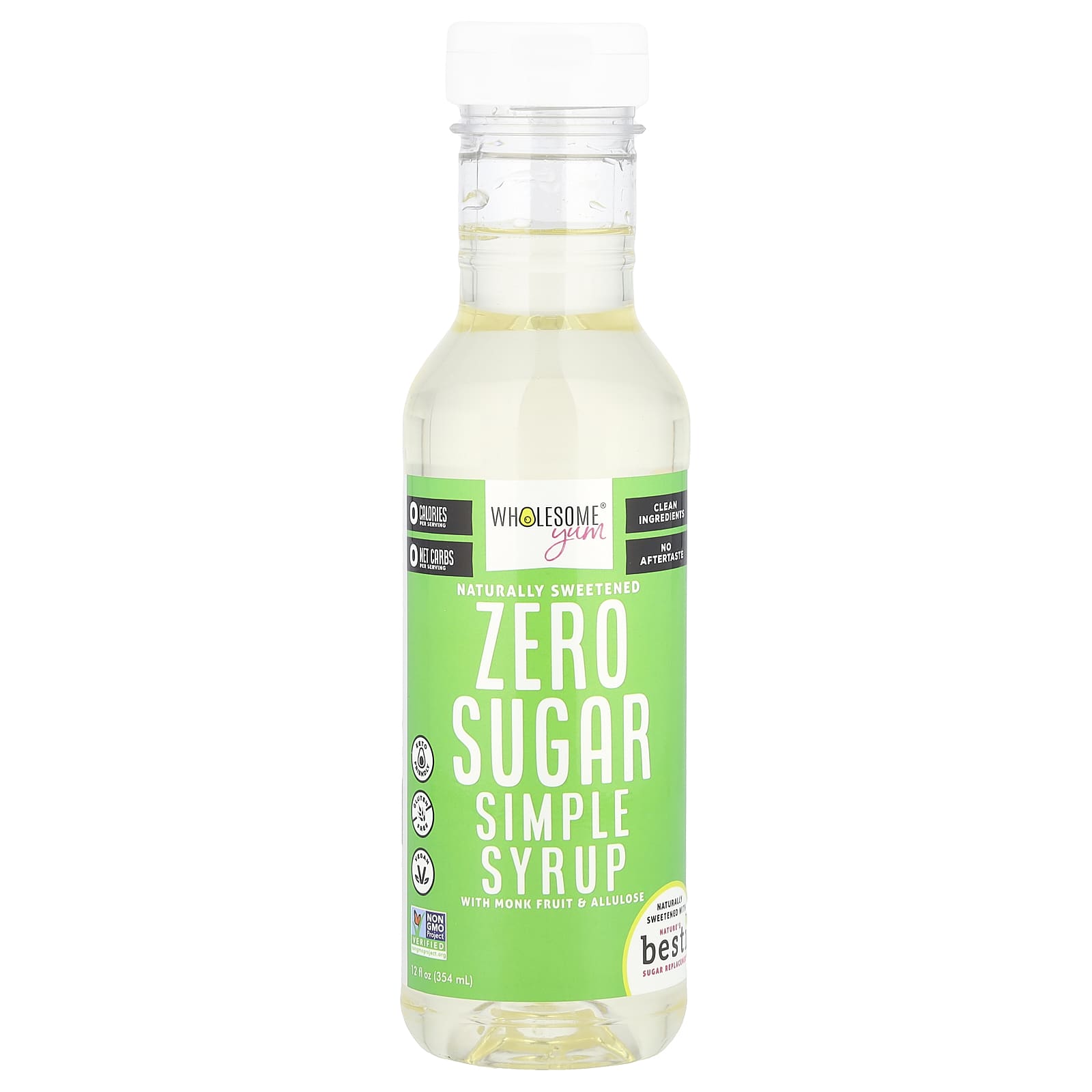 Wholesome Yum, Zero Sugar Simple Syrup With Monk Fruit & Allulose, 12 fl oz (354 ml) - Image 1