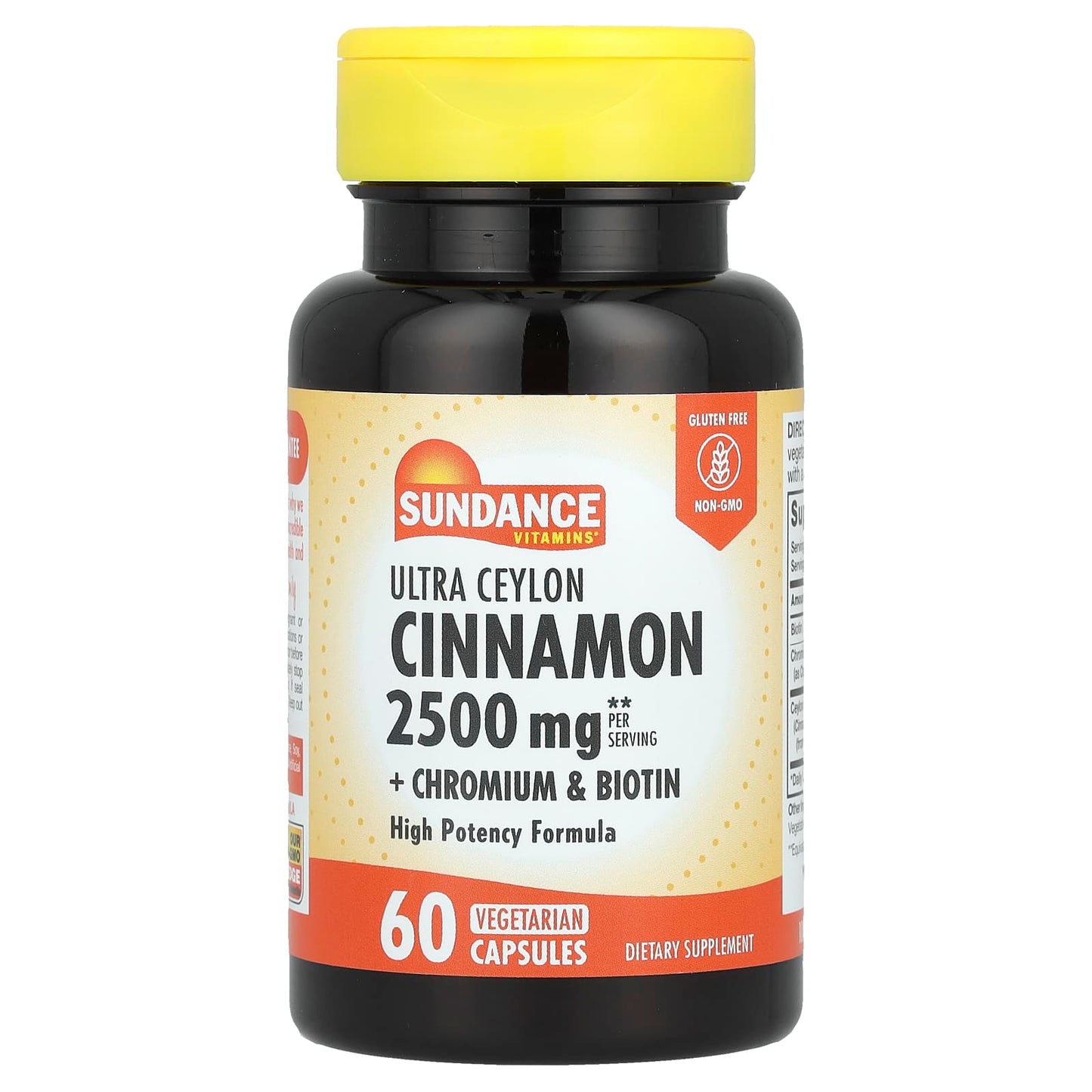 Sundance Vitamins, Ultra Ceylon Cinnamon + Chromium & Biotin, 60 Vegetarian Capsules - Image 1