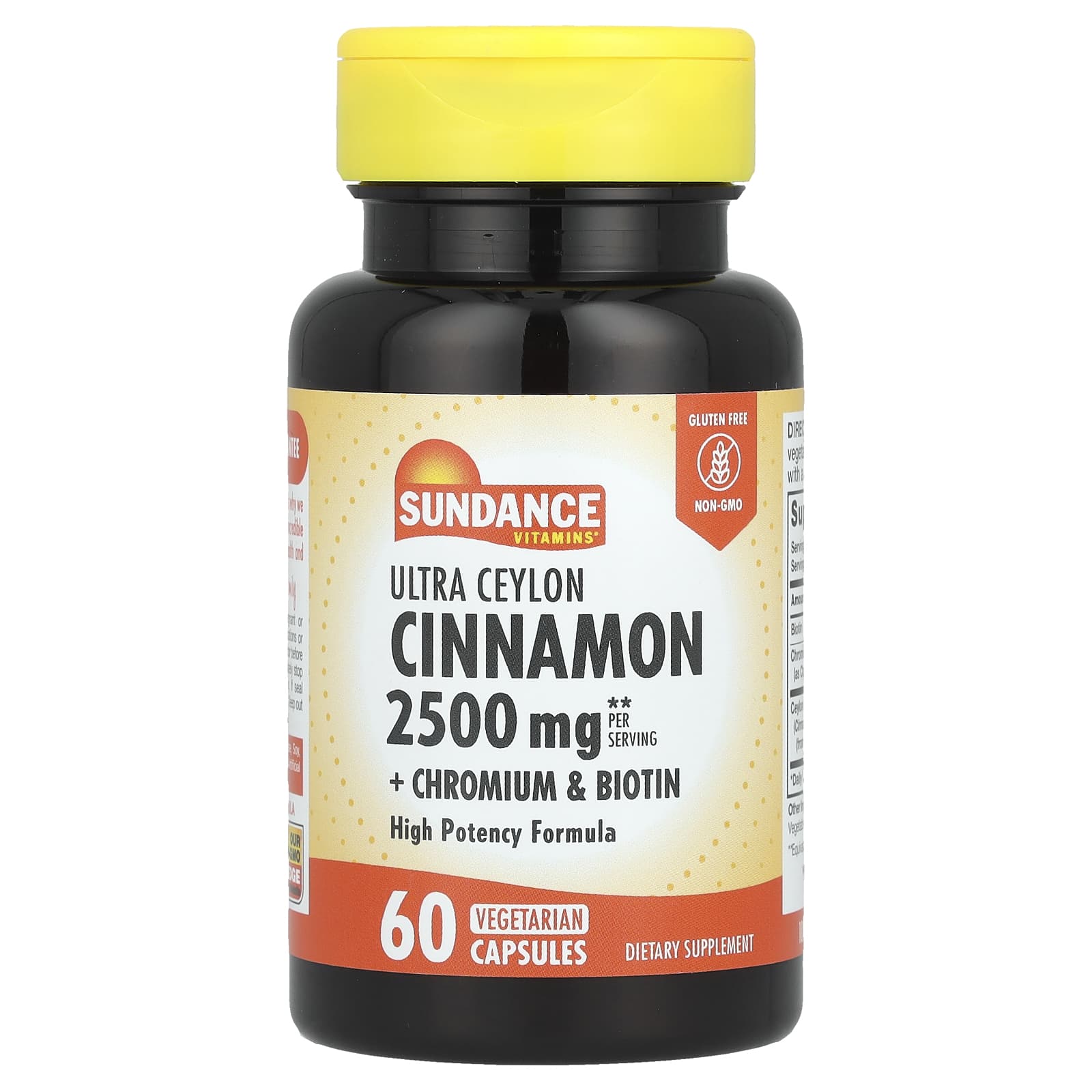 Sundance Vitamins, Ultra Ceylon Cinnamon + Chromium & Biotin, 60 Vegetarian Capsules - Image 1