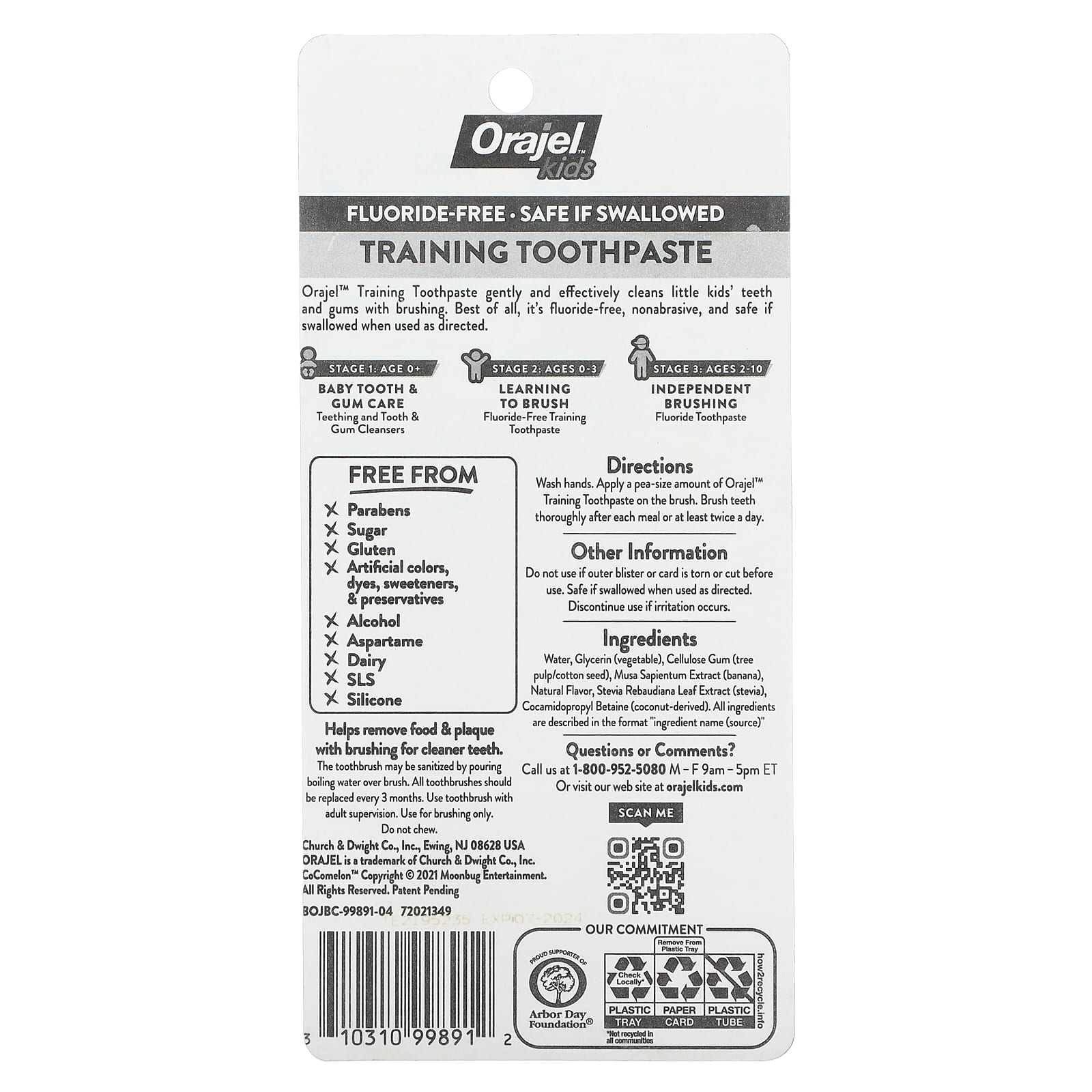 Orajel, Kids, Cocomelon Training Toothpaste with Toothbrush, Fluoride-Free, 0-3 Years, Watermelon, 2 Piece Set, 1 oz (28.3 g) - Image 2