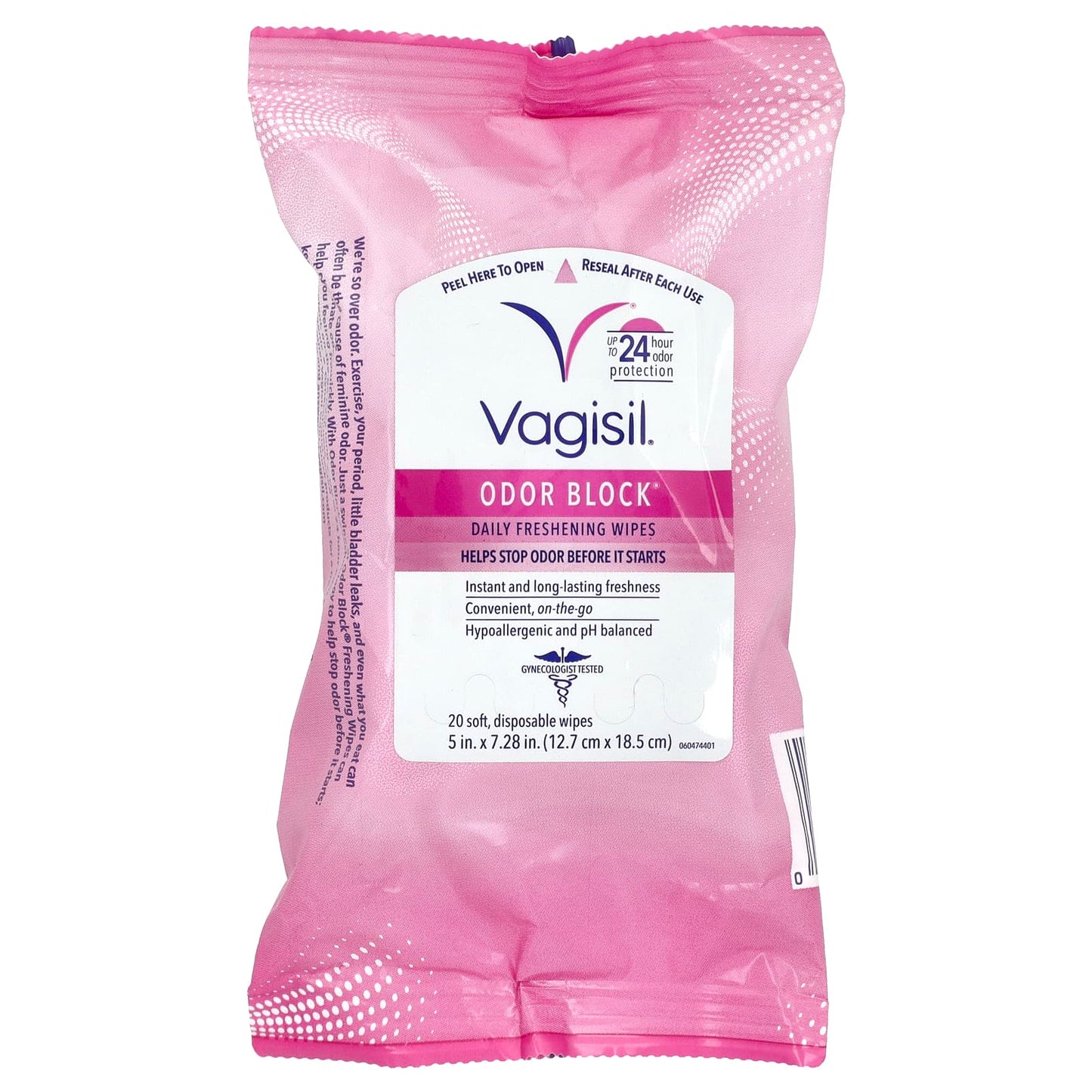 Vagisil, Odor Block® Daily Freshening Wipes,  20 Soft, Disposable Wipes - Image 1