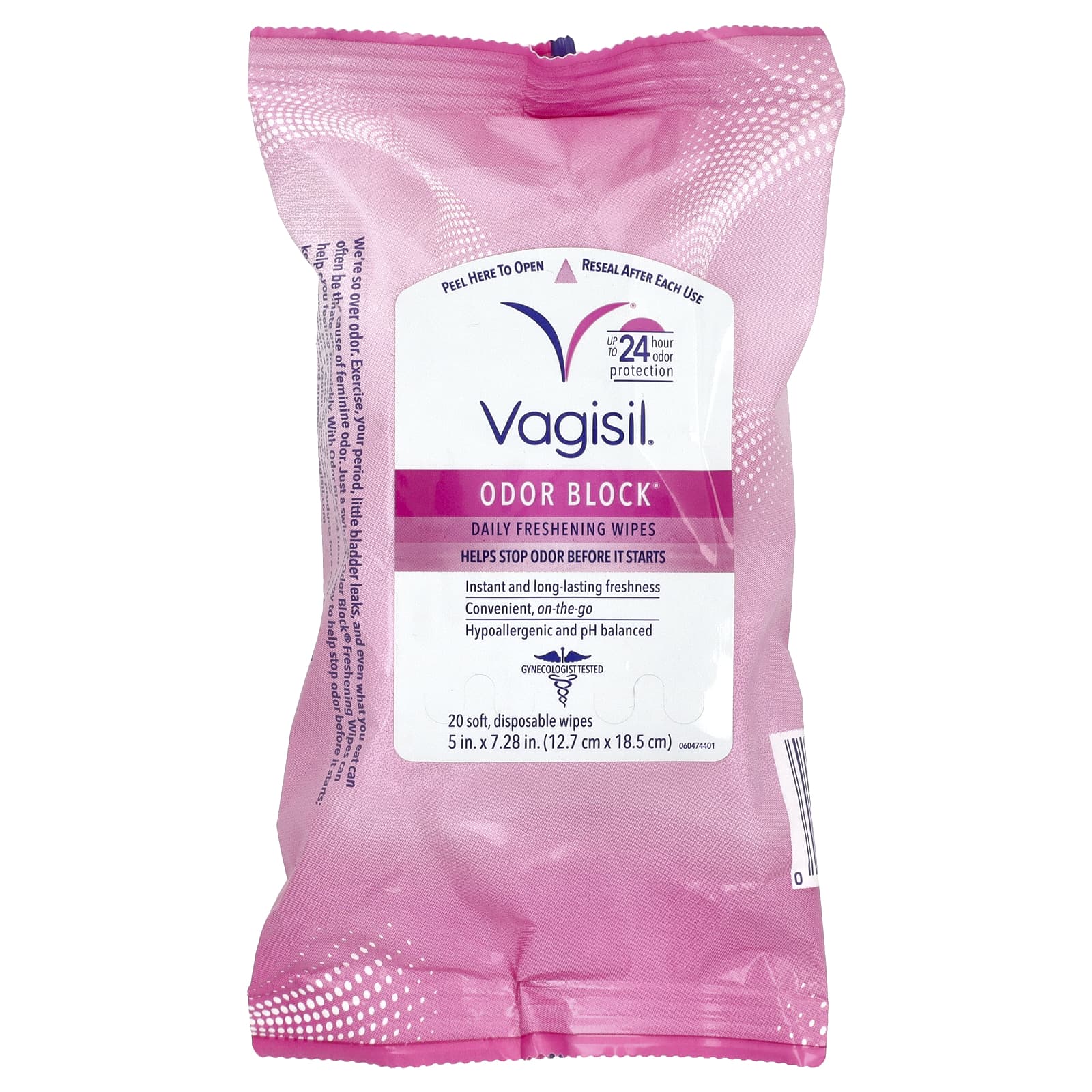 Vagisil, Odor Block® Daily Freshening Wipes,  20 Soft, Disposable Wipes - Image 1