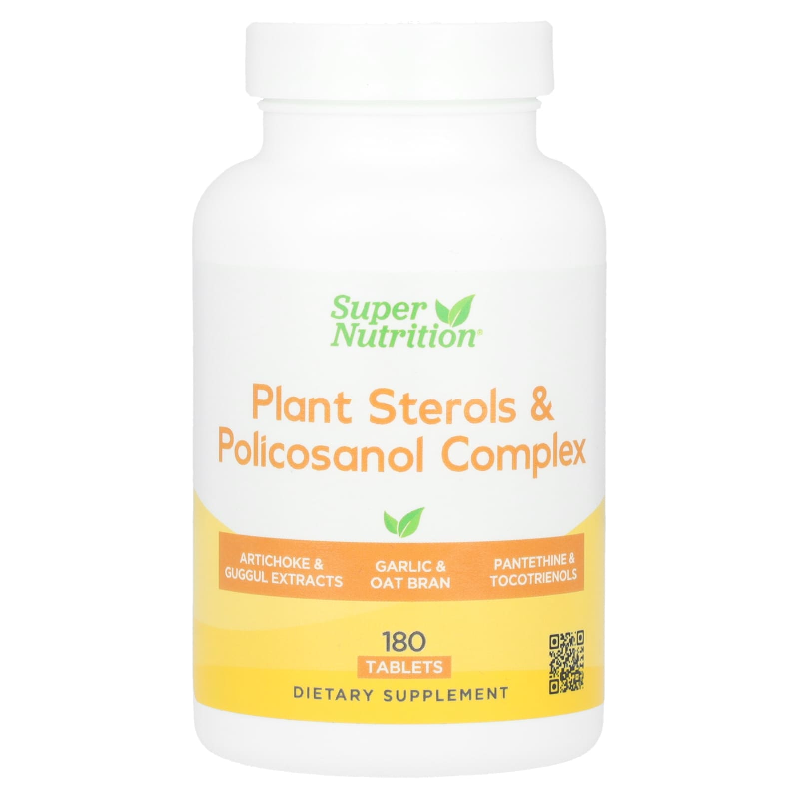 Super Nutrition, Plant Sterols & Policosanol Complex with Folate, Guggul Extract, Soy Germ Extract, and Oat Bran, 180 Tablets - Image 1