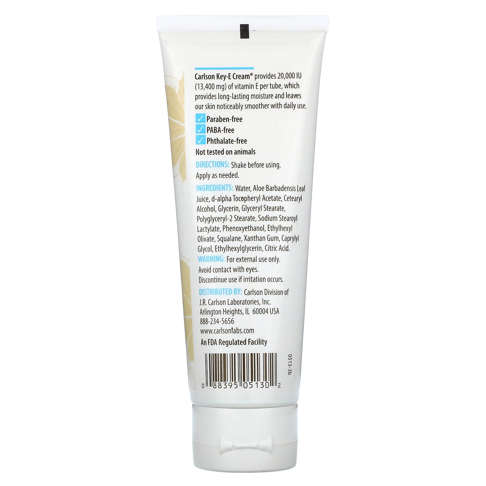 Carlson Key E Vitamin E + Aloe Hand & Body Cream, Unscented, 4 oz - Image 2