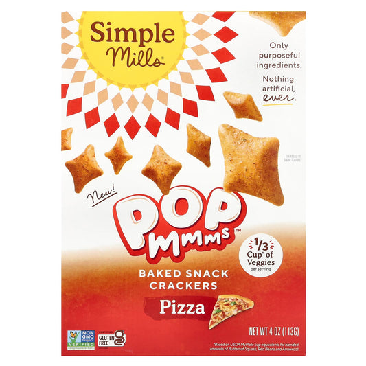 Simple Mills, Pop Mmms™, Baked Snack Crackers, Pizza, 4 oz (113 g) - Image 1
