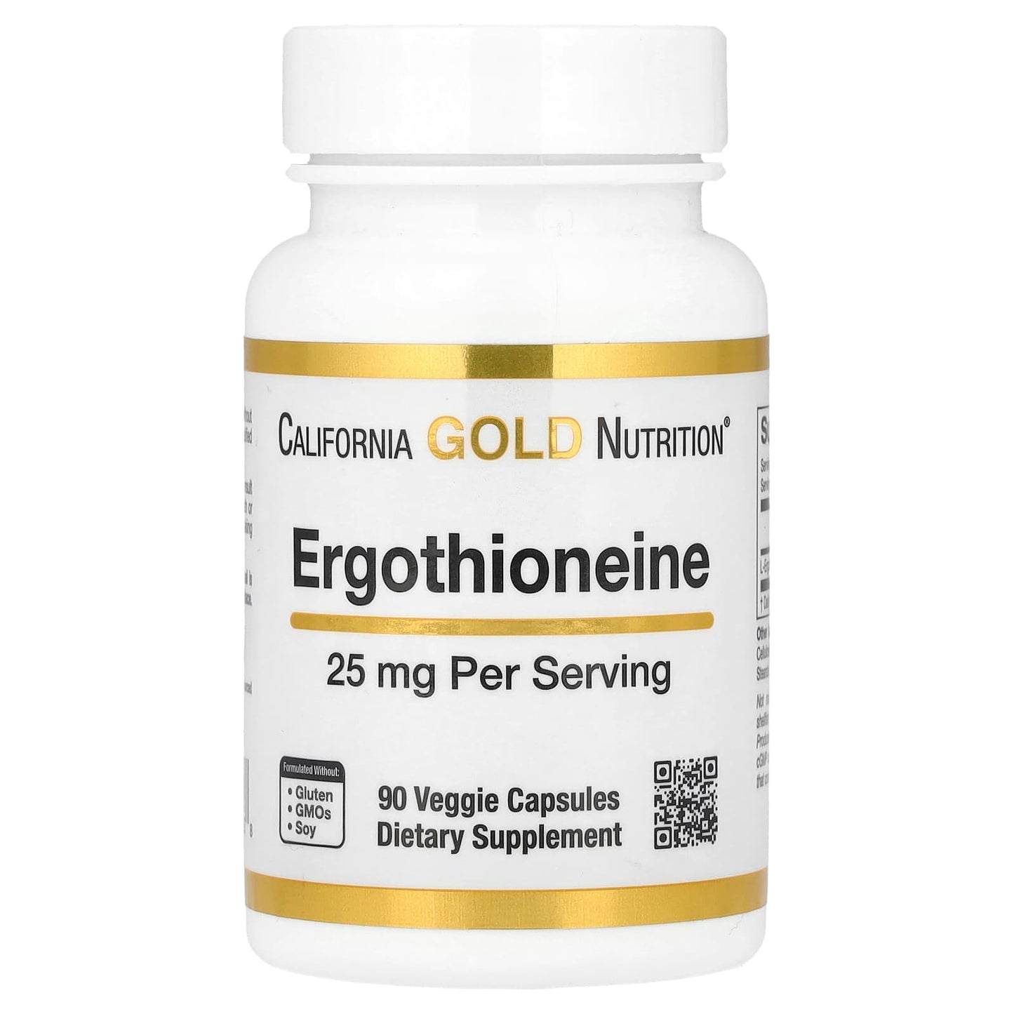 Ergothioneine 25mg Veggie Capsules by California Gold Nutrition - Image 1