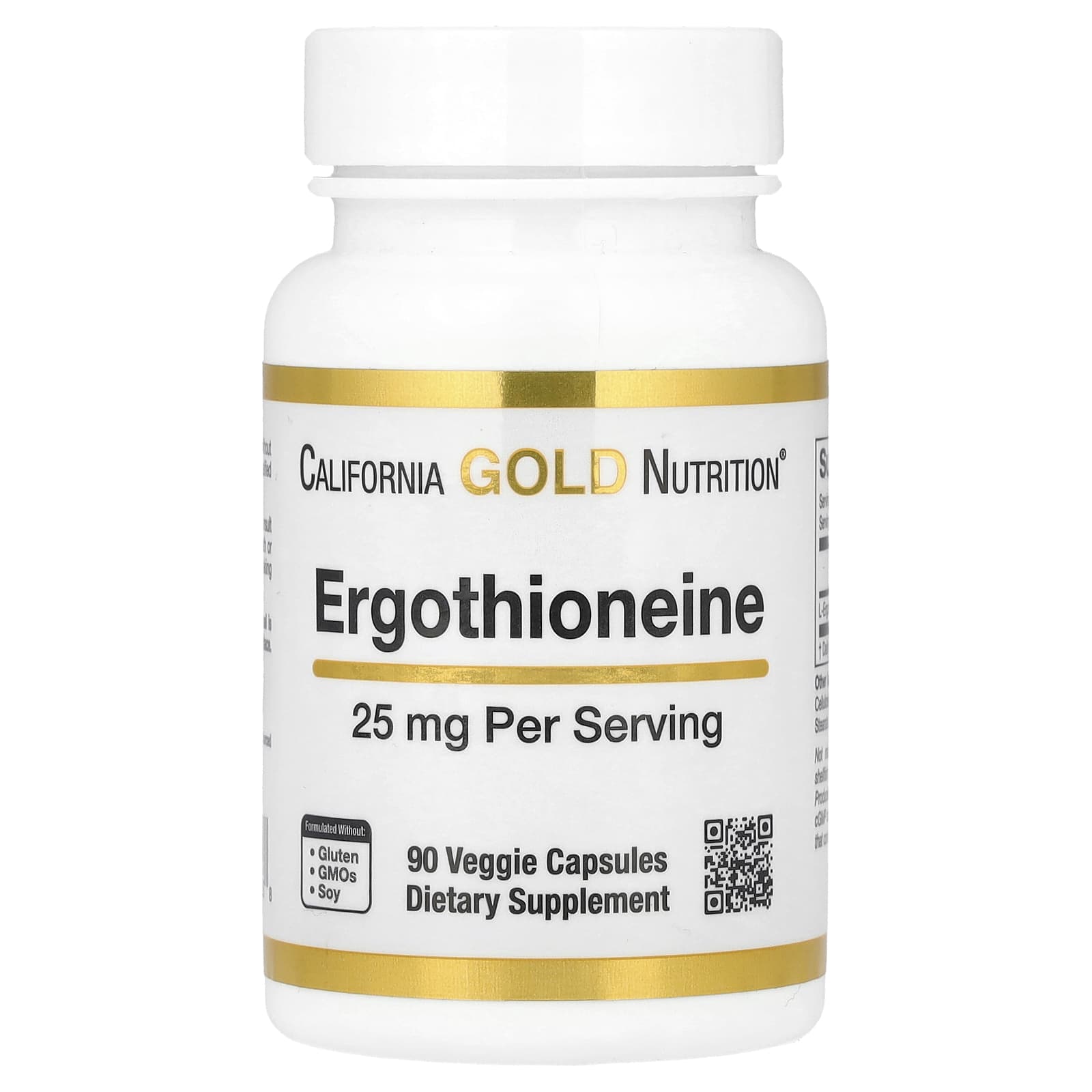 Ergothioneine 25mg Veggie Capsules by California Gold Nutrition - Image 1