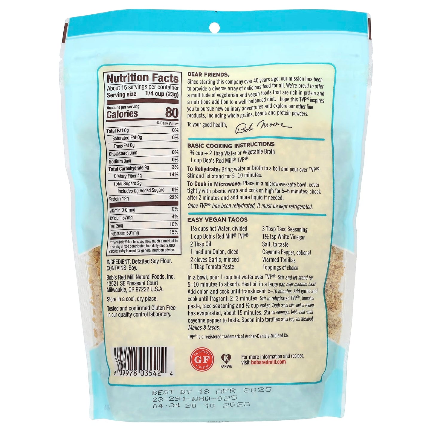 Gluten-Free TVP by Bob's Red Mill - 12 oz Resealable Pack - Image 2