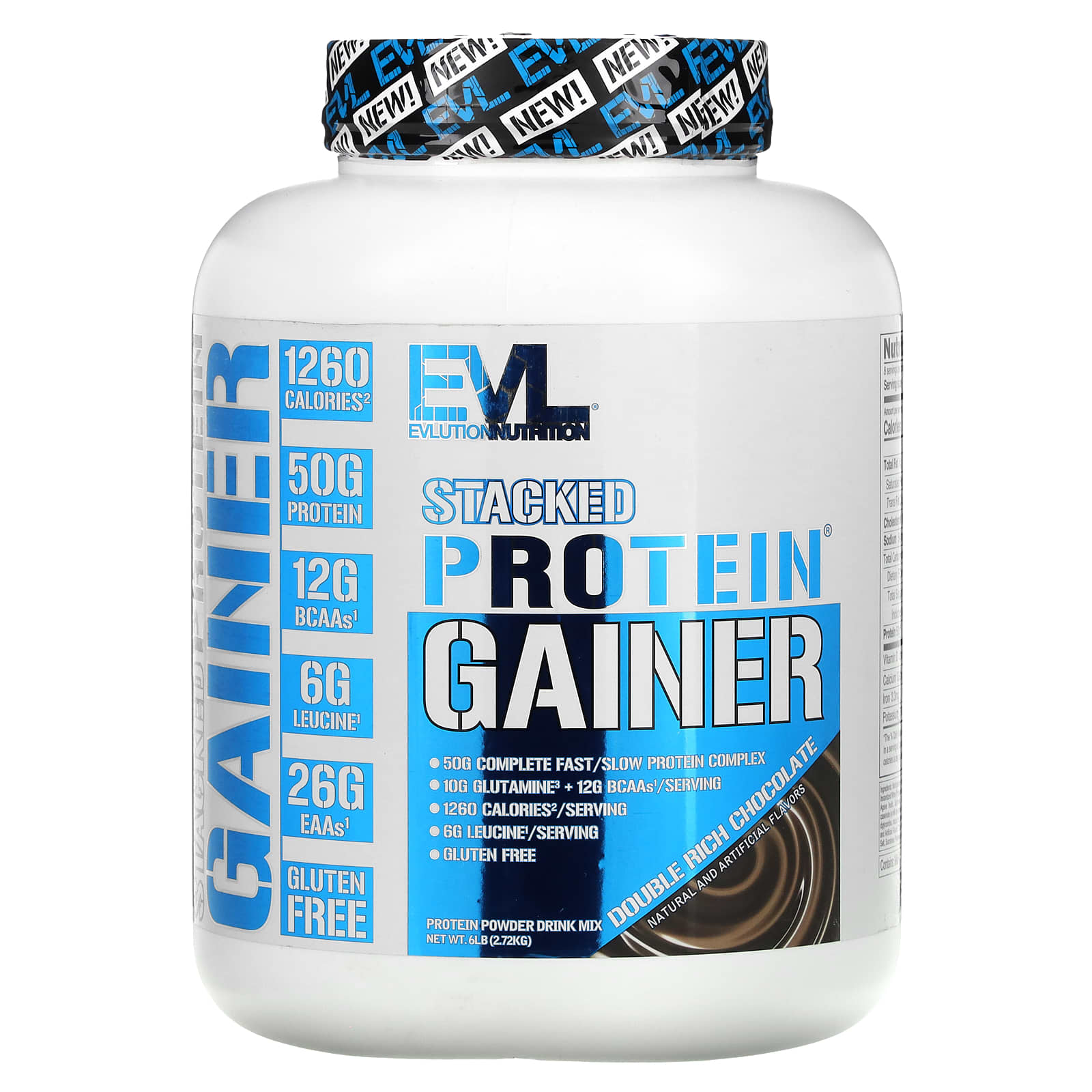 EVLution Nutrition Stacked Protein Gainer Double Rich Chocolate 6 lbs - Image 1