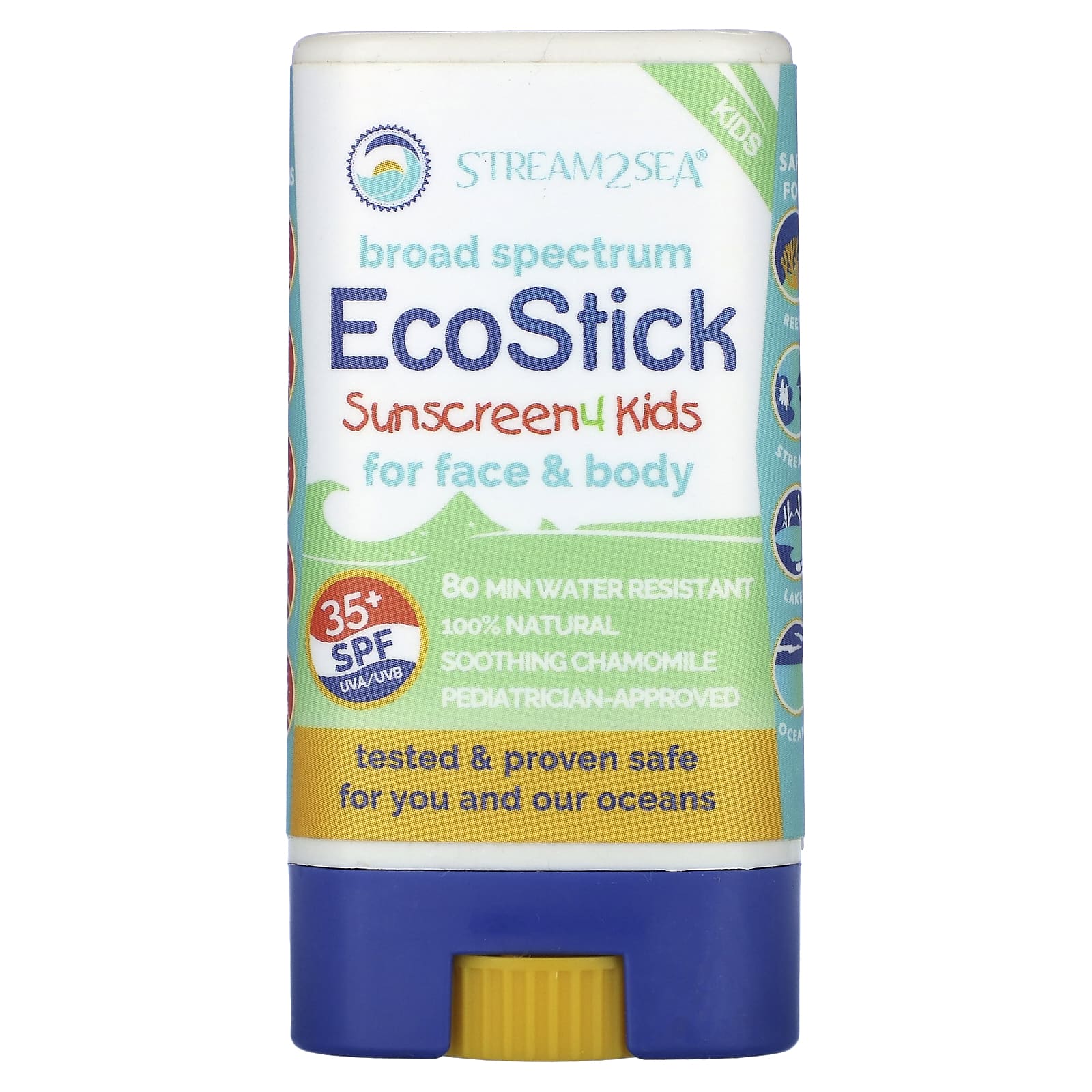 Stream2Sea, EcoStick Sunscreen 4 Kids, SPF 35+, Fragrance Free, 0.5 oz (16 g) - Image 1