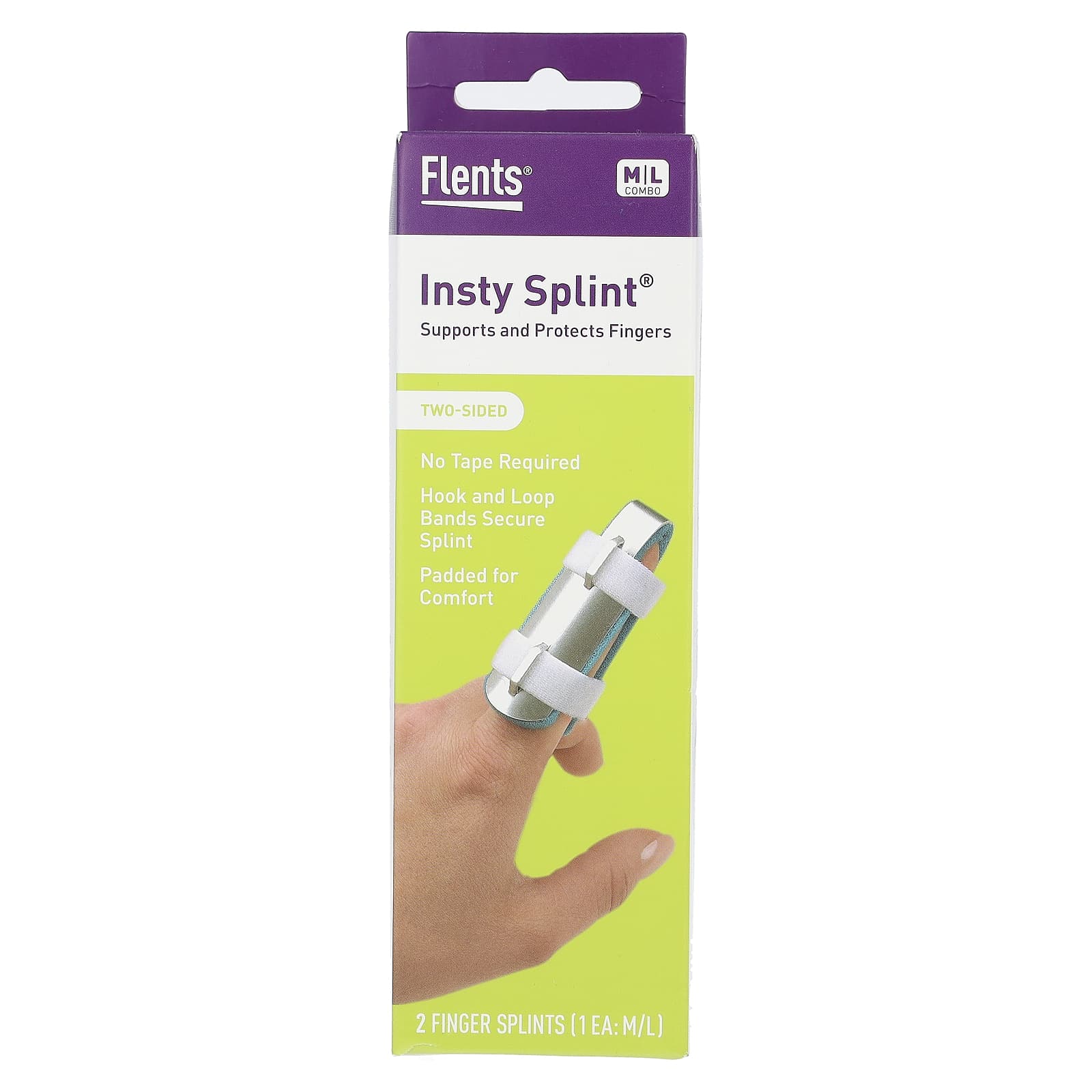 Flents Insty Splint Finger Protector, 2 Pack, Adjustable & Comfortable - Image 1