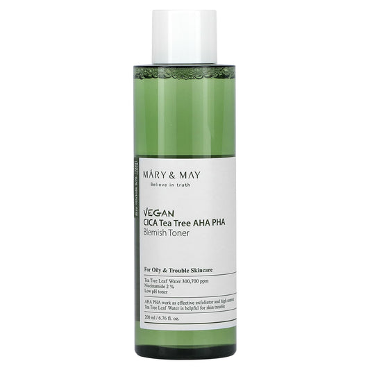Mary & May, Vegan CICA Tea Tree AHA PHA, Blemish Toner, 6.76 fl oz (200 ml) - Image 1