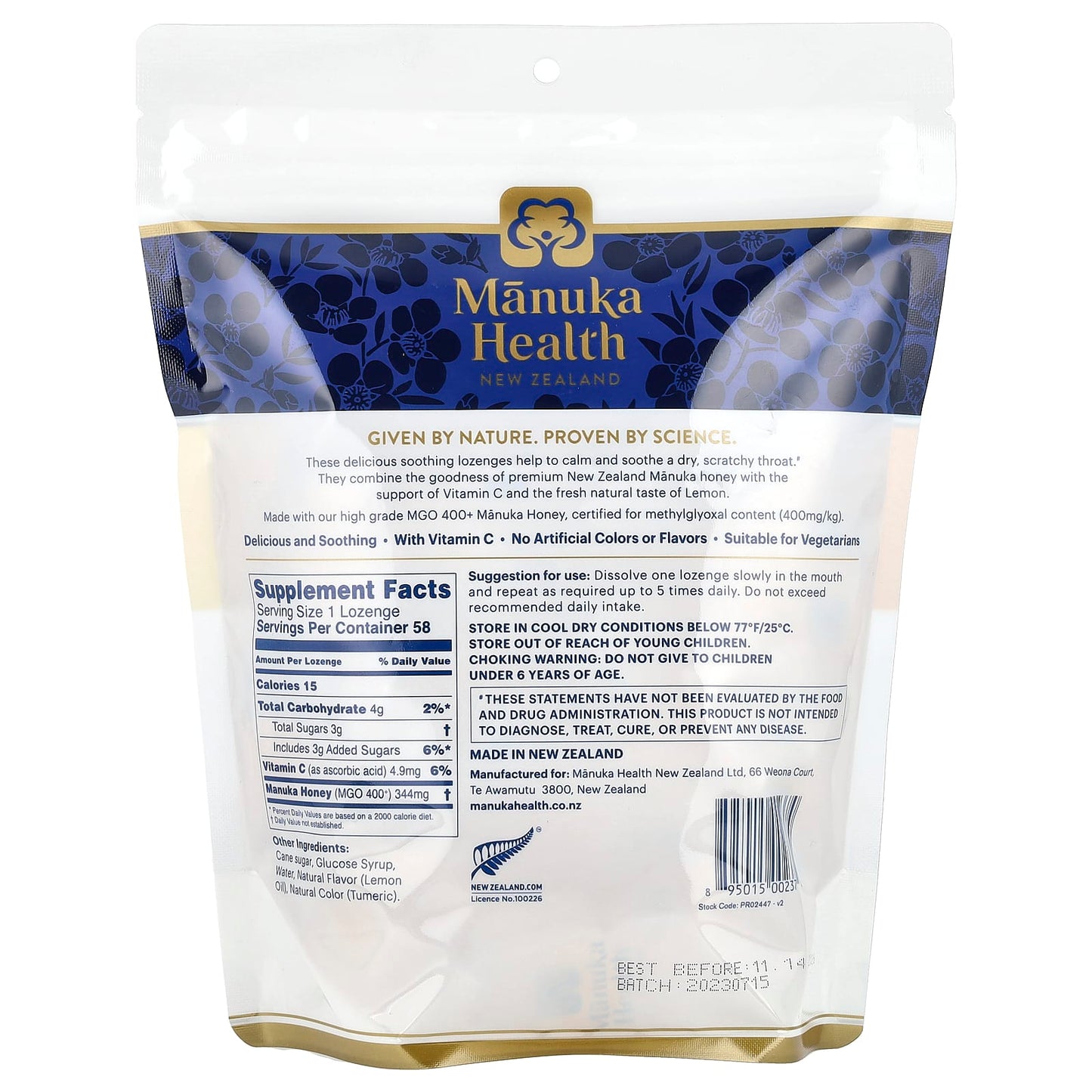 Manuka Health, Manuka Honey Lozenges, Natural Lemon, 58 Lozenges - Image 2