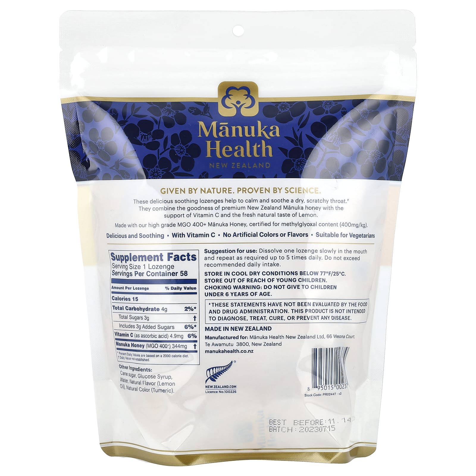 Manuka Health, Manuka Honey Lozenges, Natural Lemon, 58 Lozenges - Image 2