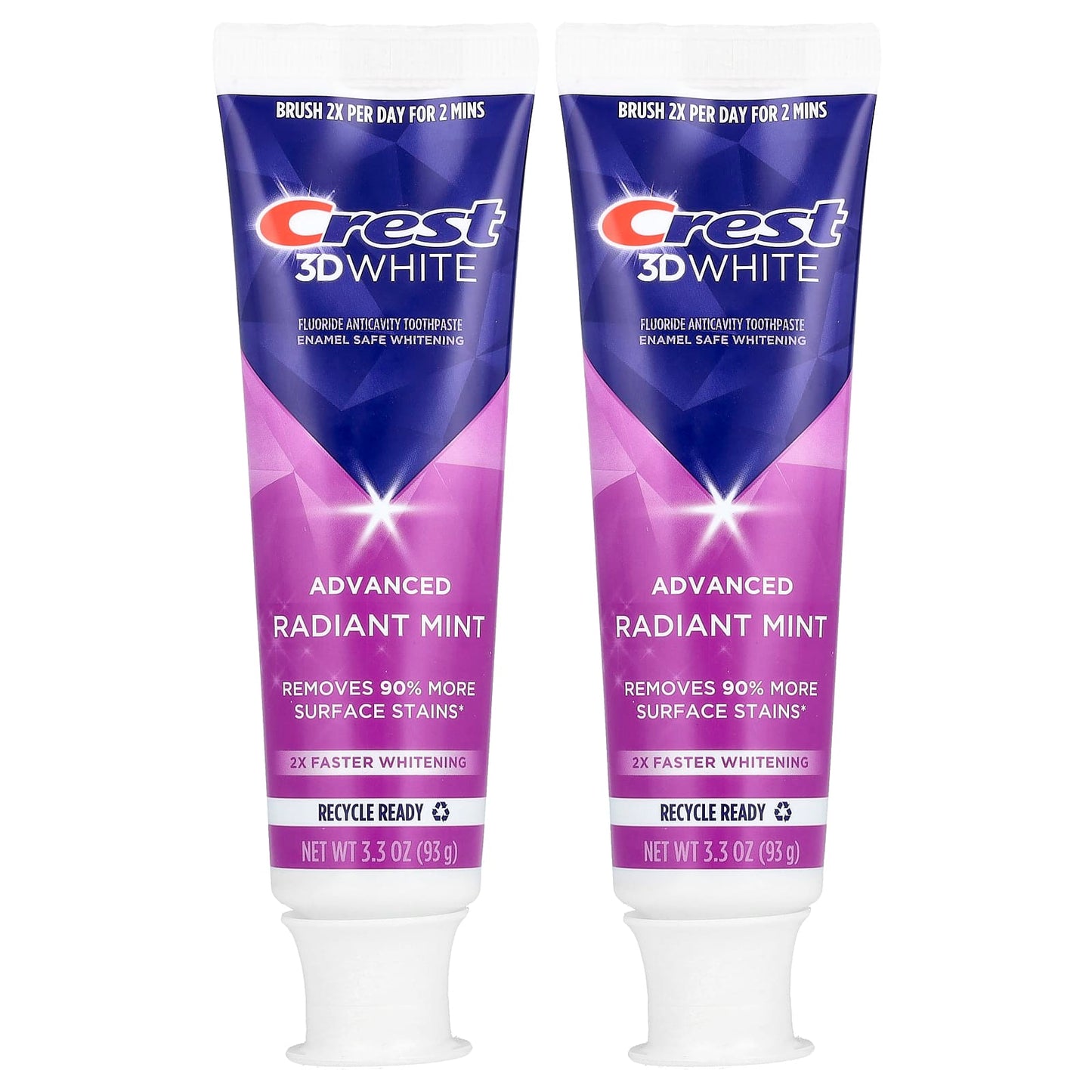 Crest 3D White Advanced Fluoride Toothpaste 2 Pack Radiant Mint - Image 1