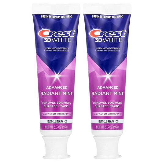 Crest 3D White Advanced Fluoride Toothpaste 2 Pack Radiant Mint - Image 1