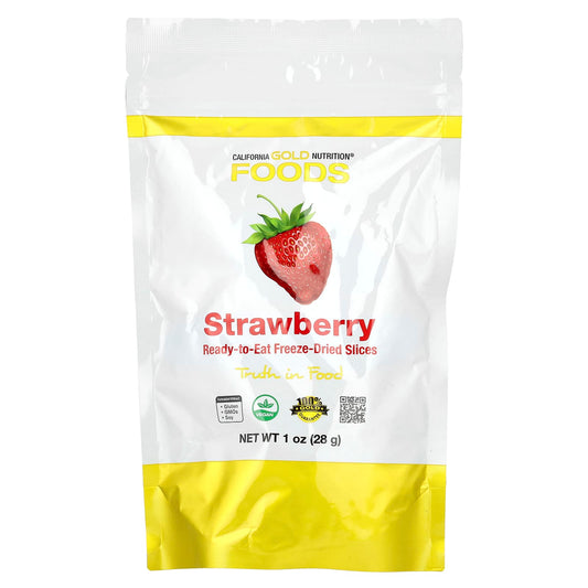 California Gold Nutrition Freeze-Dried Strawberries, 1 oz (28g) - Vegan & Vegetarian Snack - Image 1