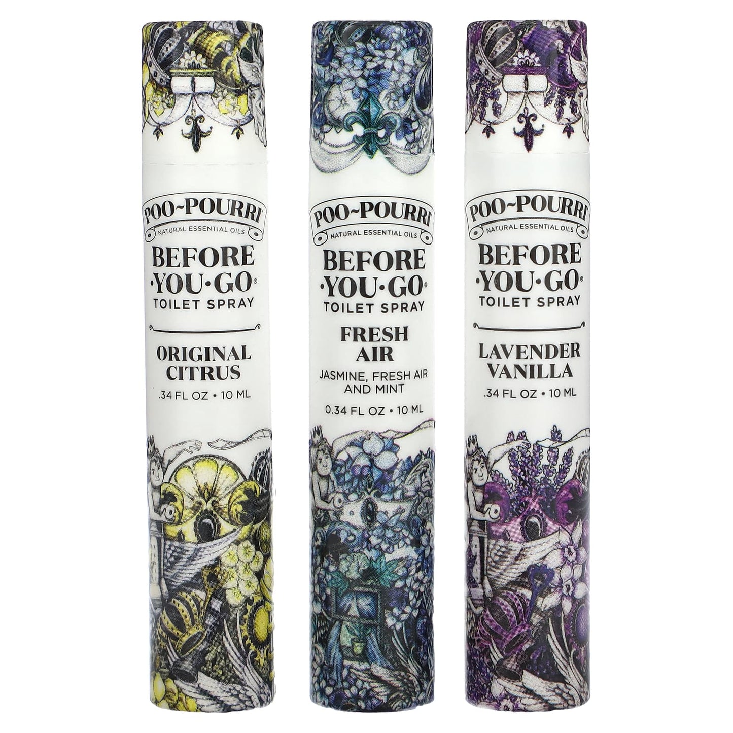 Poo-Pourri, On-The-Go, Before-You-Go® Toilet Sprays, Value Set, 3 Sprays, 0.34 fl oz (10 ml) Each - Image 1