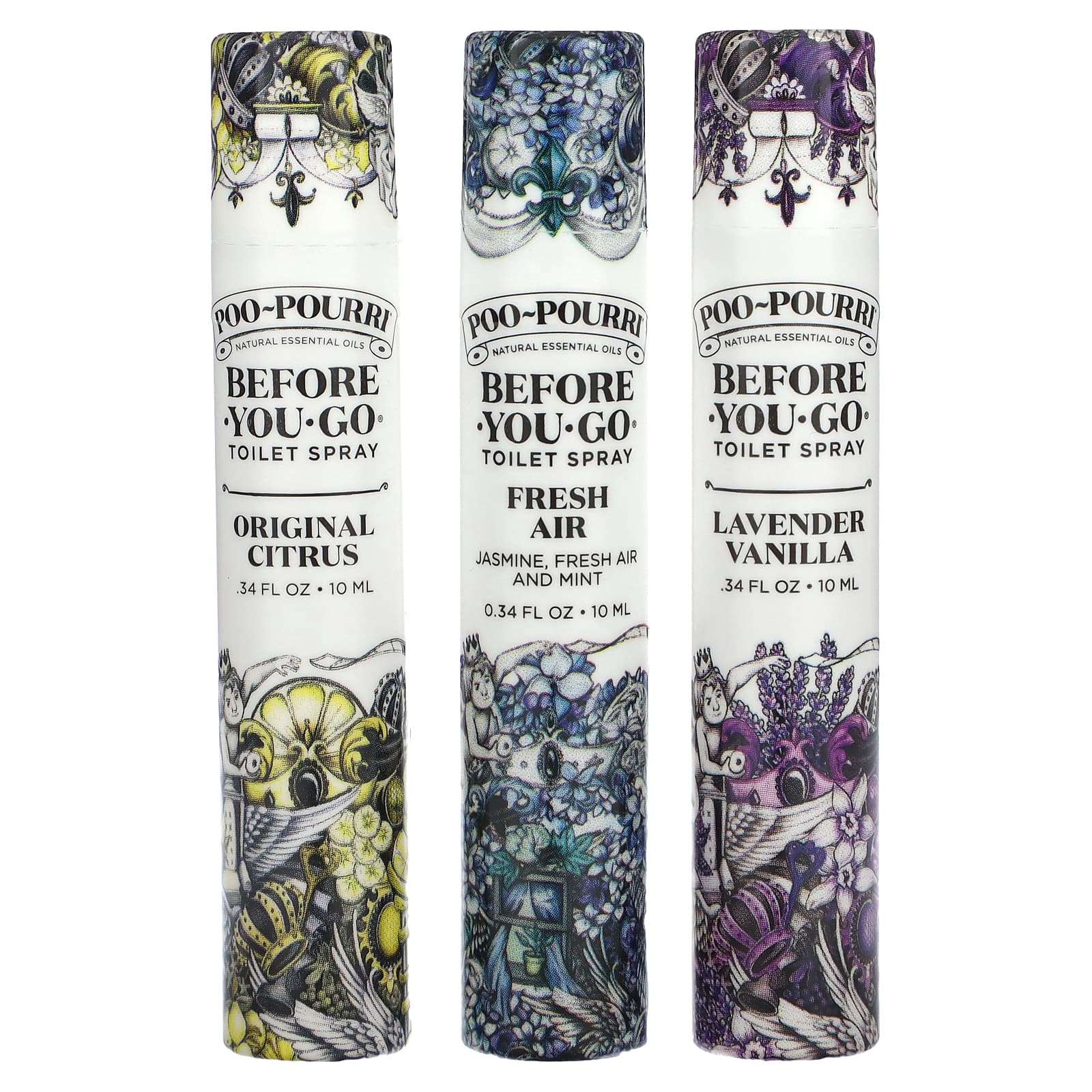 Poo-Pourri, On-The-Go, Before-You-Go® Toilet Sprays, Value Set, 3 Sprays, 0.34 fl oz (10 ml) Each - Image 1