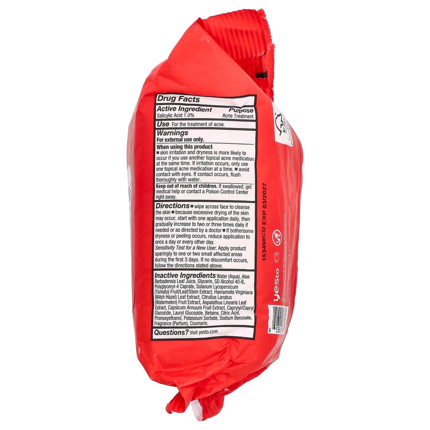 Yes To, Acne Fighting Facial Wipes, Tomatoes, 30 Wipes - Image 2