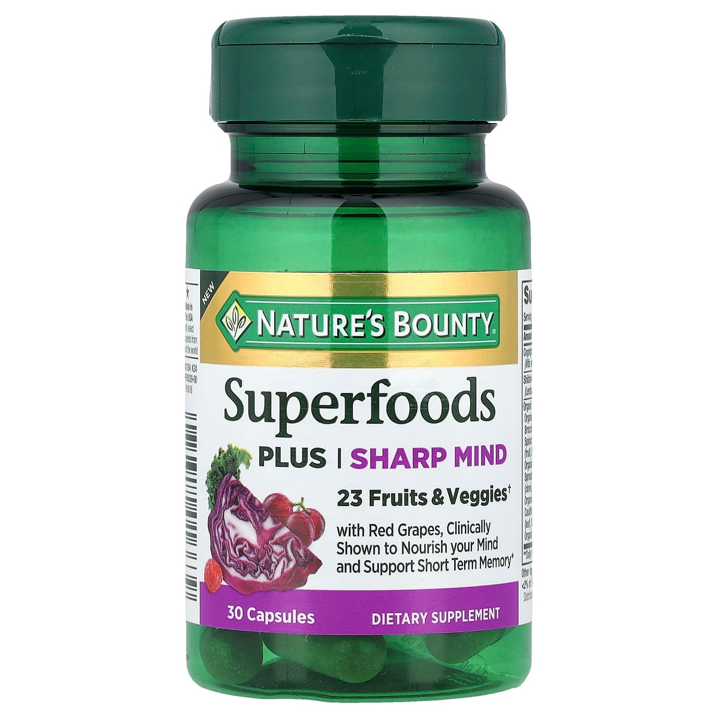 Nature's Bounty, Superfoods Plus Sharp Mind, 30 Capsules - Image 1