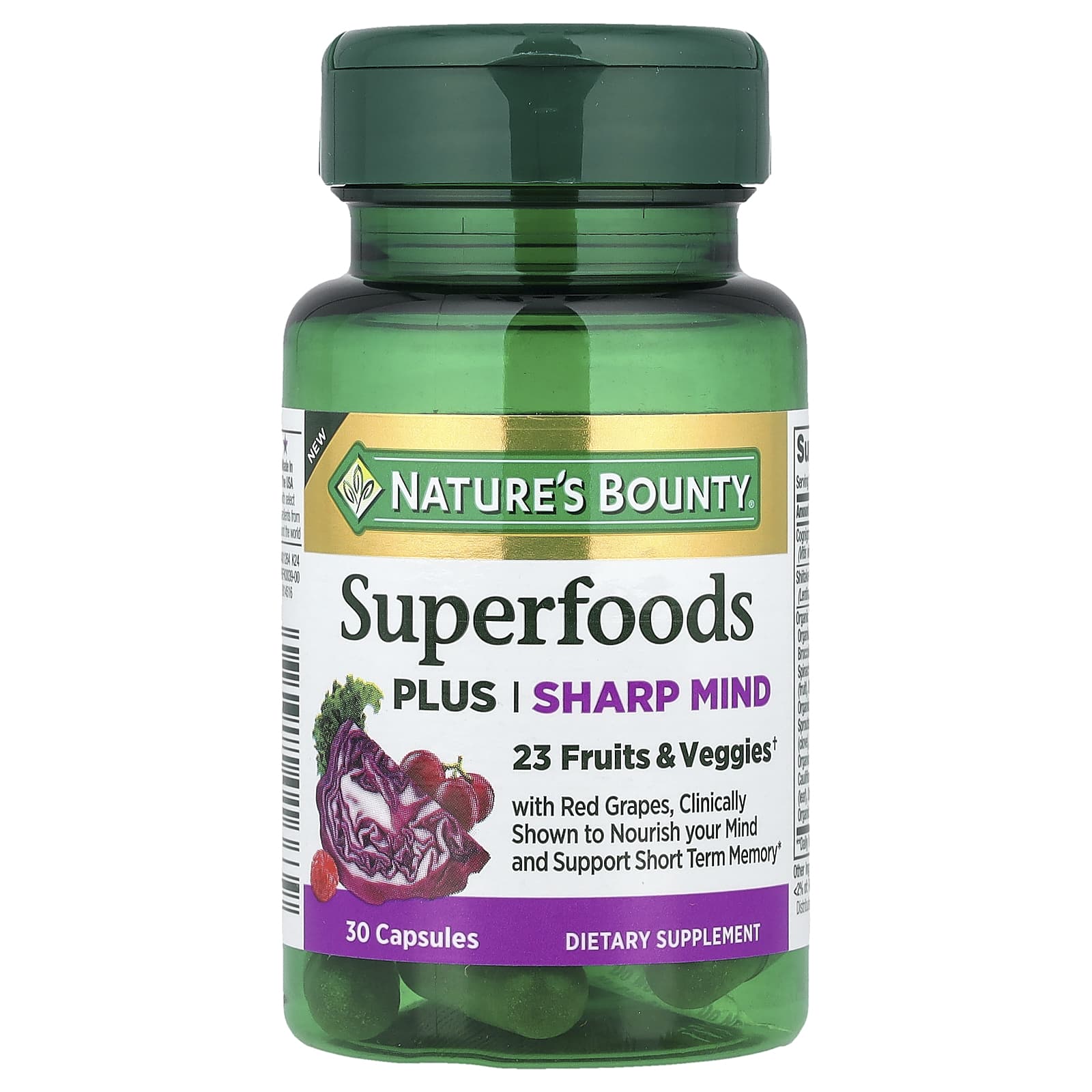 Nature's Bounty, Superfoods Plus Sharp Mind, 30 Capsules - Image 1