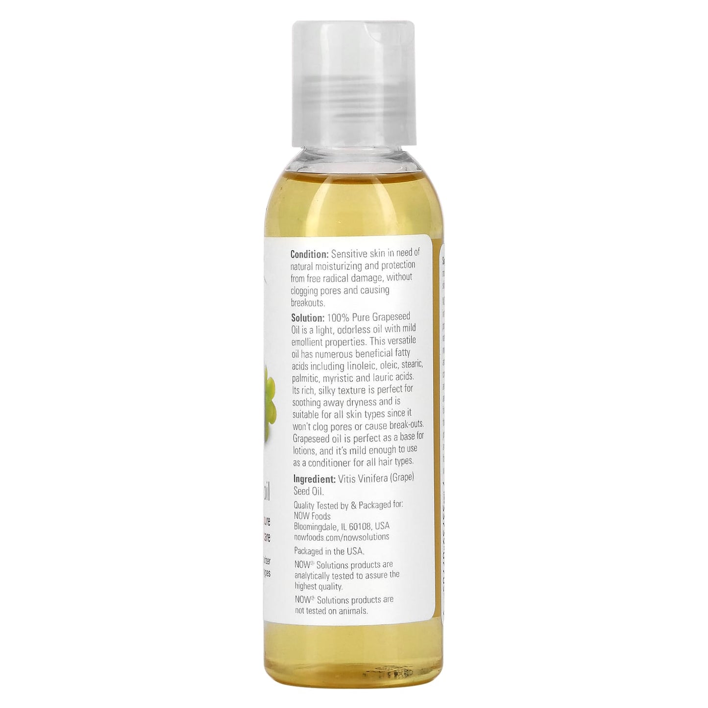 NOW Foods, Solutions, Grapeseed Oil, 4 fl oz (118 ml) - Image 2