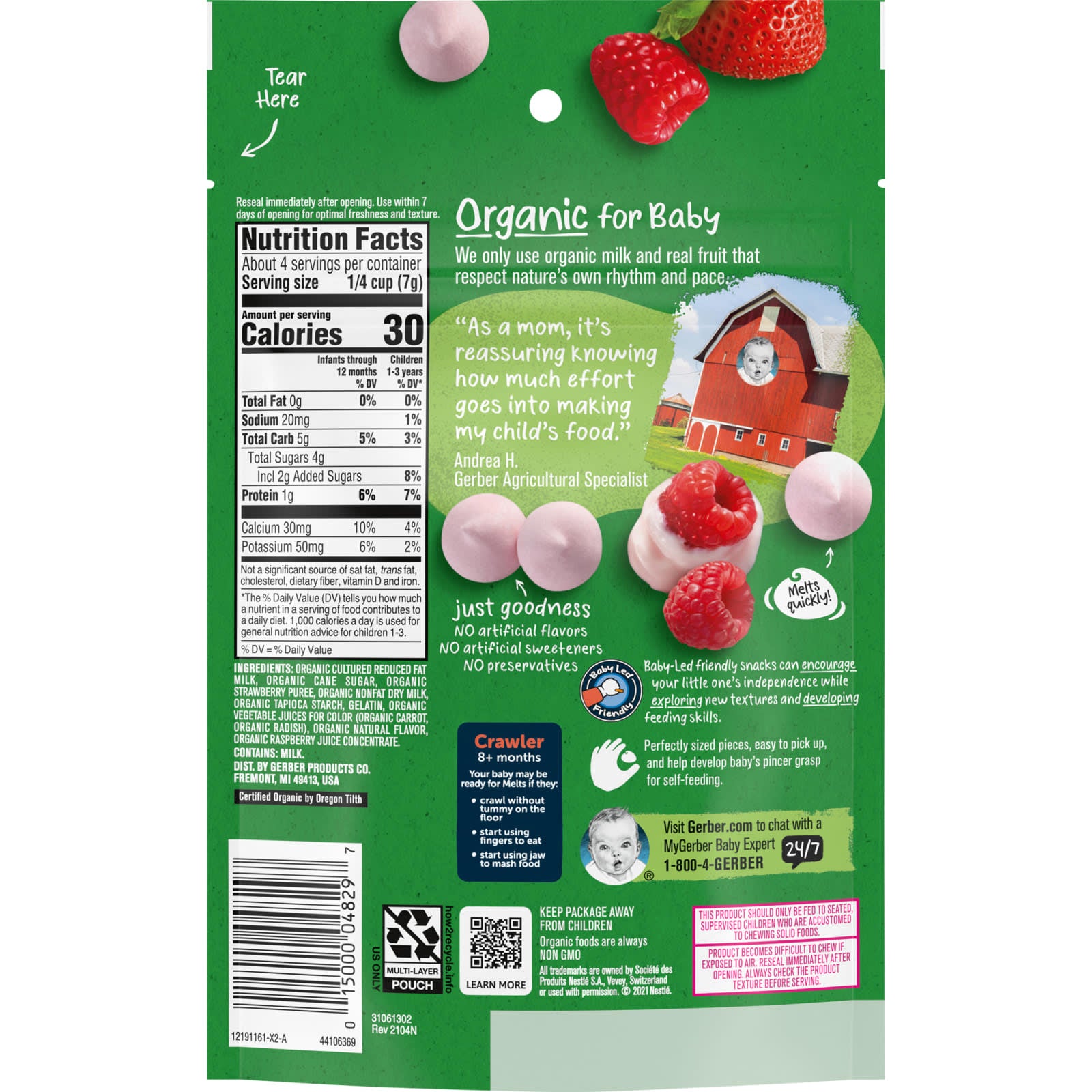 Gerber Organic Yogurt Melts, Red Berries, 8+ Months, Baby Snack - Image 2