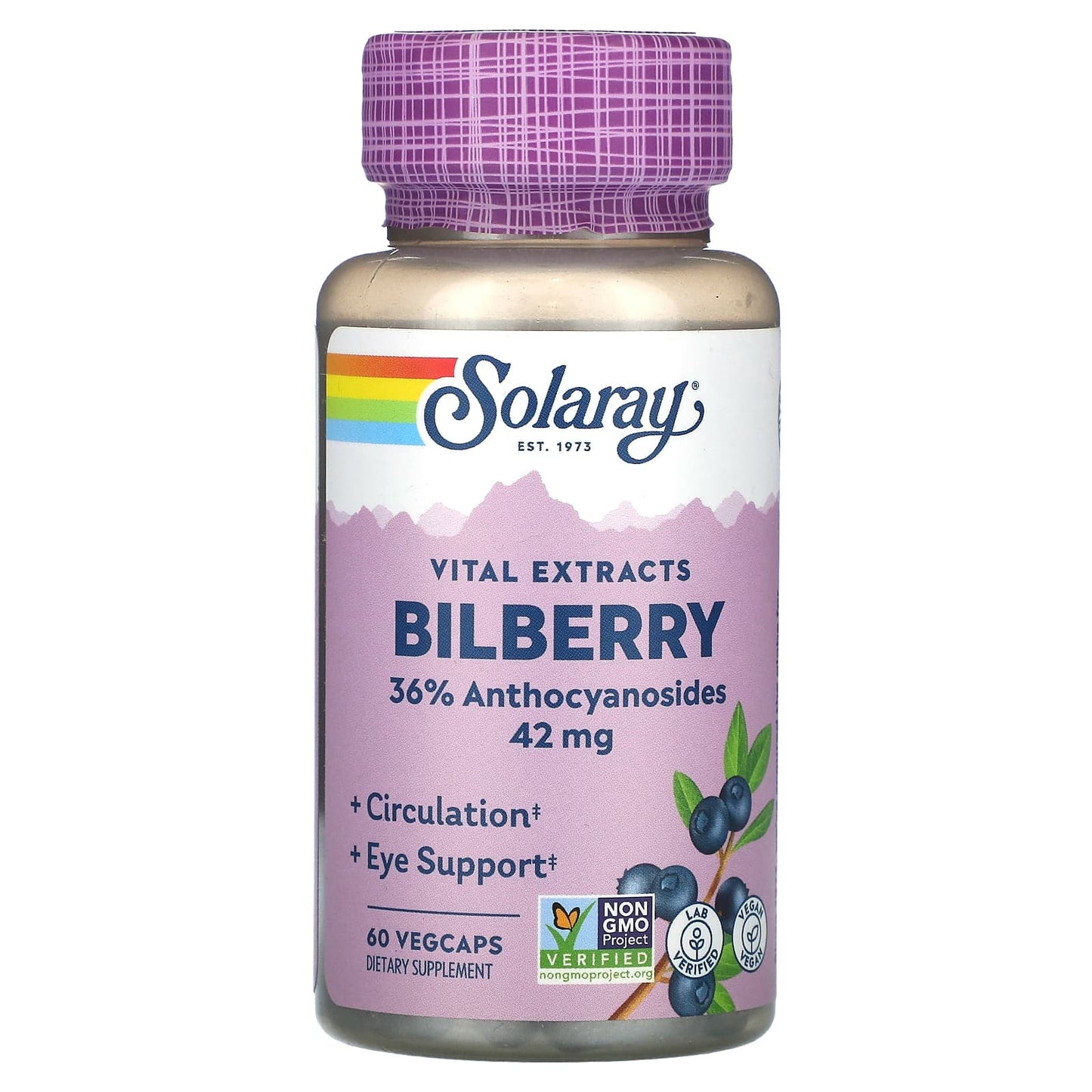 Solaray, Vital Extract, Bilberry, 42 mg, 60 VegCaps - Image 1