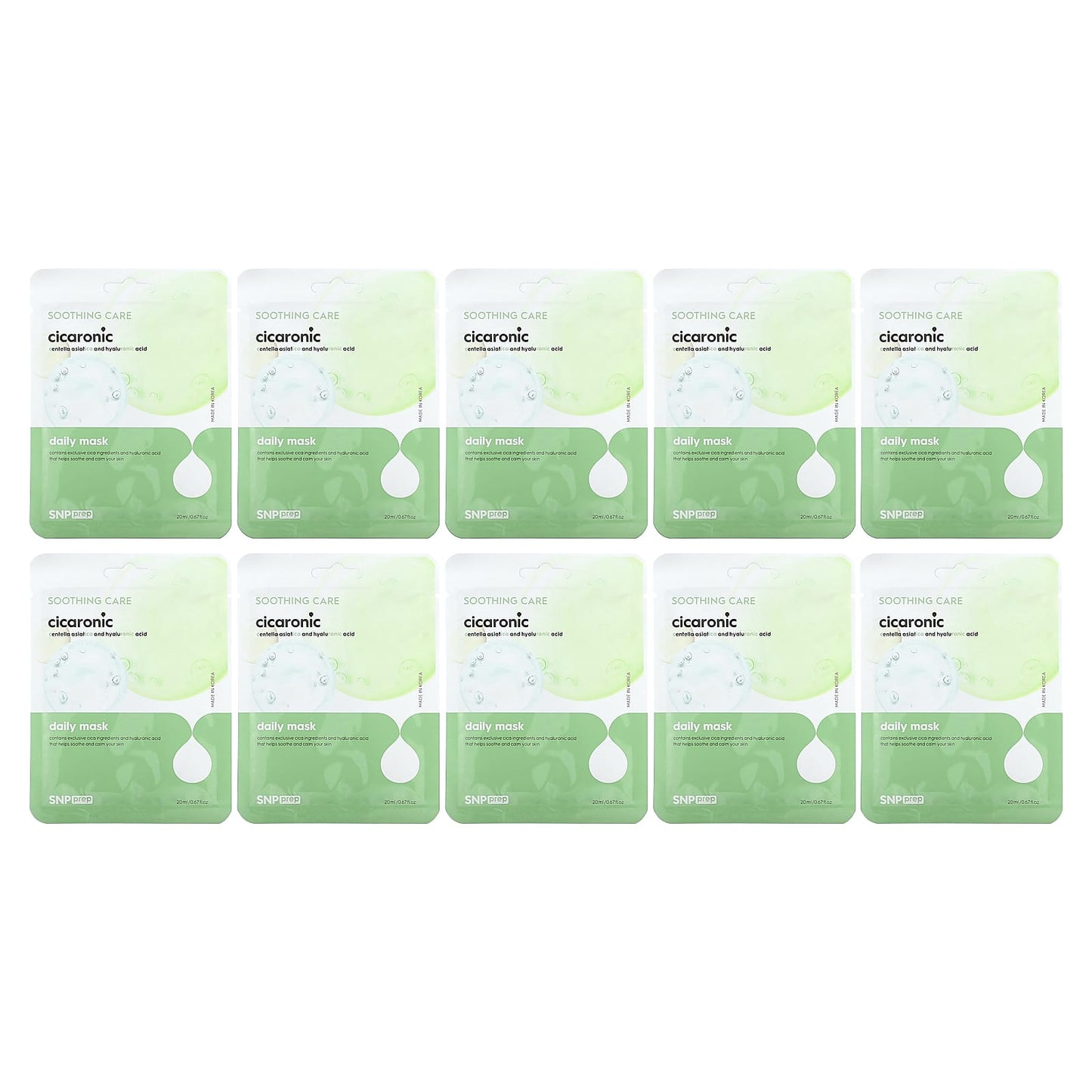 SNP, Daily Beauty Mask, Cicaronic , 10 Sheet Masks, 0.67 (20 ml) Each - Image 1