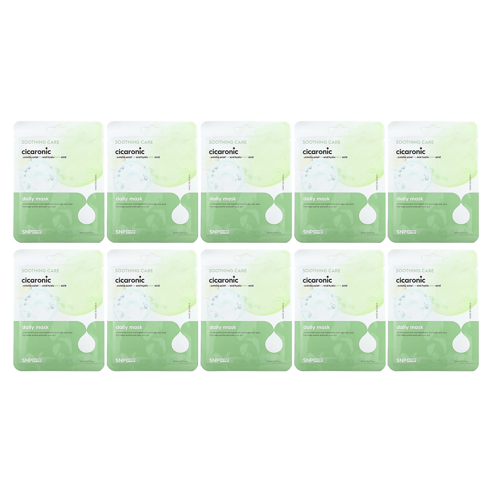 SNP, Daily Beauty Mask, Cicaronic , 10 Sheet Masks, 0.67 (20 ml) Each - Image 1