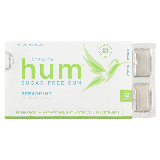 Stevita, Hum®, Sugar-Free Gum, Spearmint, 12 Pieces - Image 1