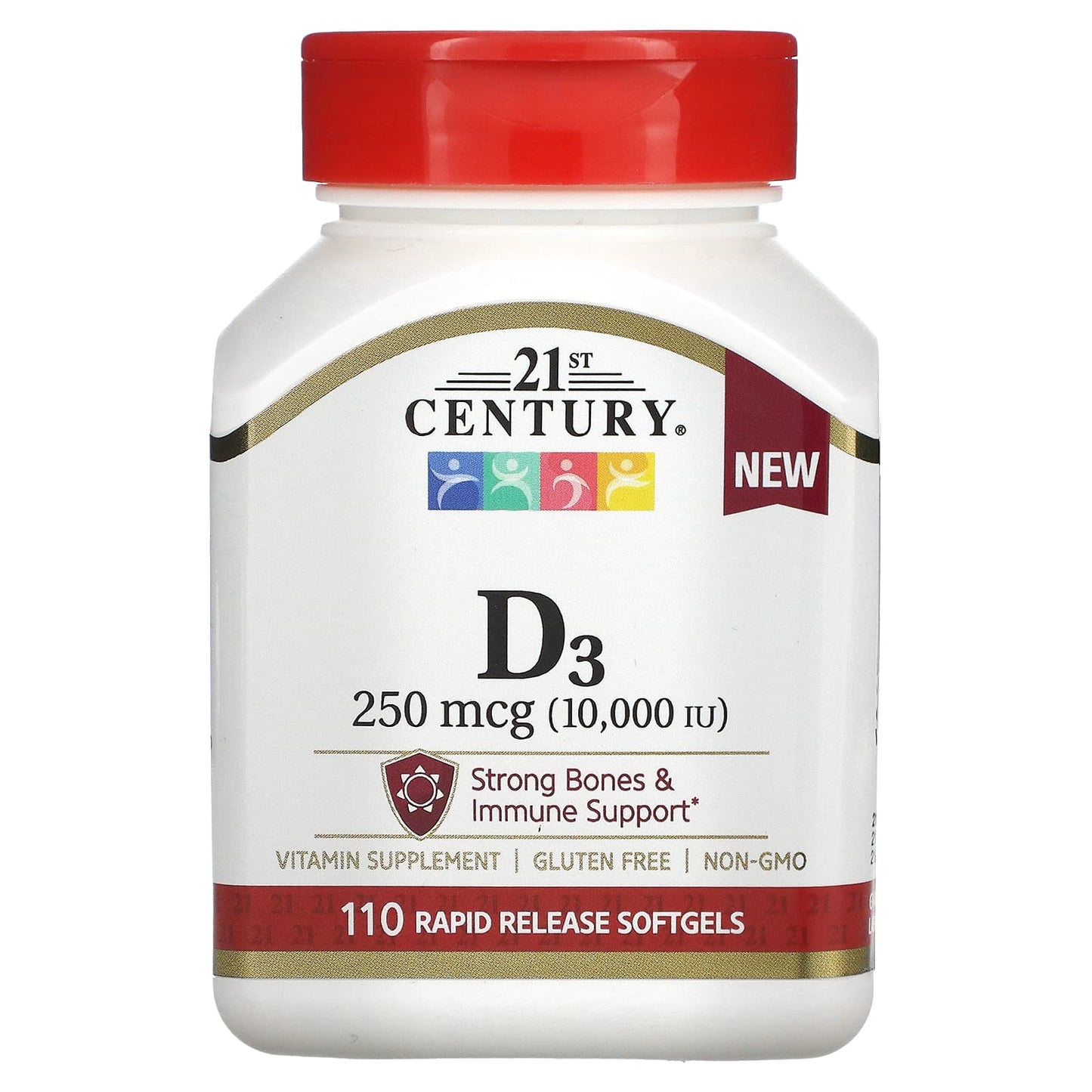 <em>21st Century Vitamin D3 Supplement</em> - Strong Bones & Immune Support - Image 1