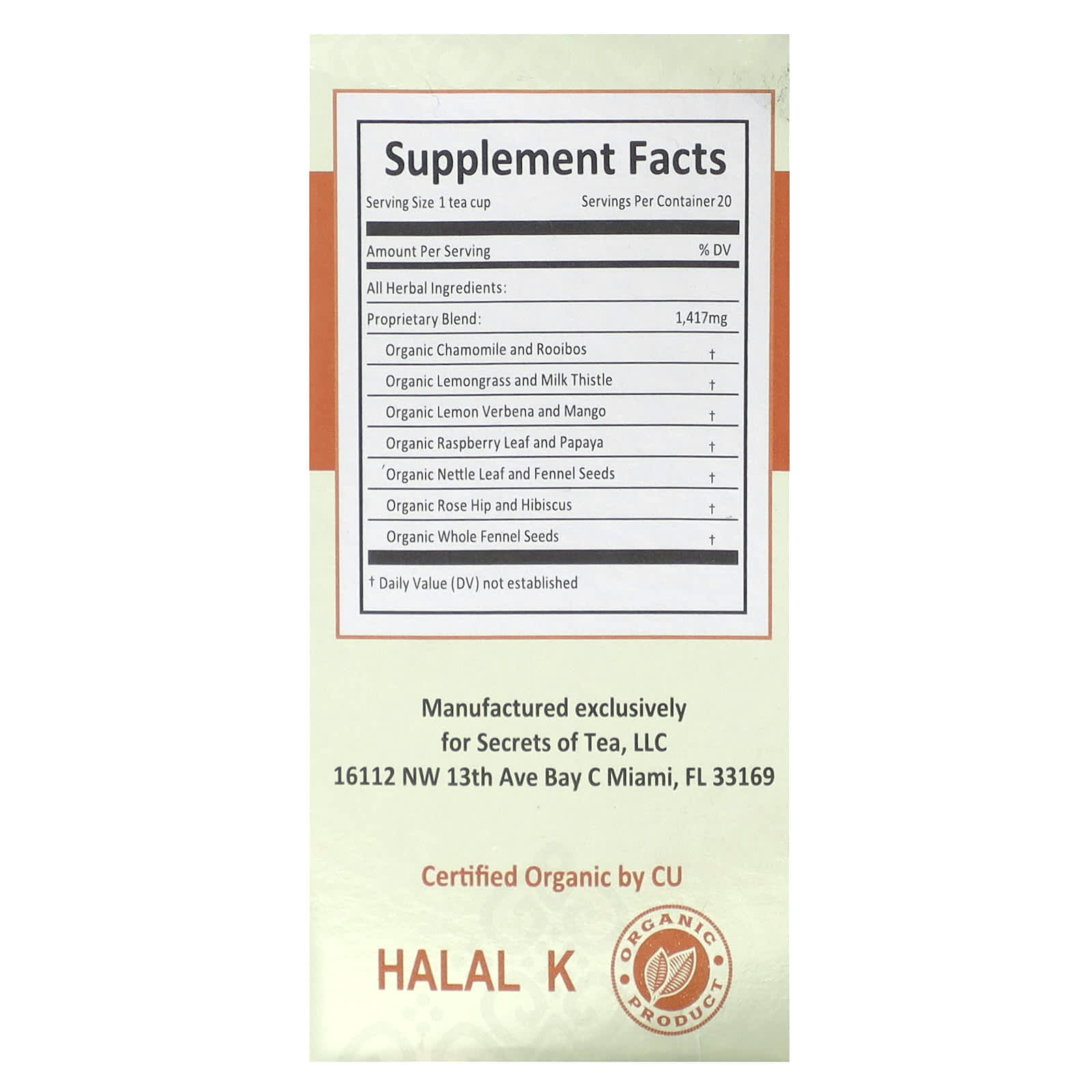Secrets of Tea, Organic Healthy Nursing Fruits Tea, Caffeine Free, 20 Tea Bags, 1.41 oz (40 g) - Image 2