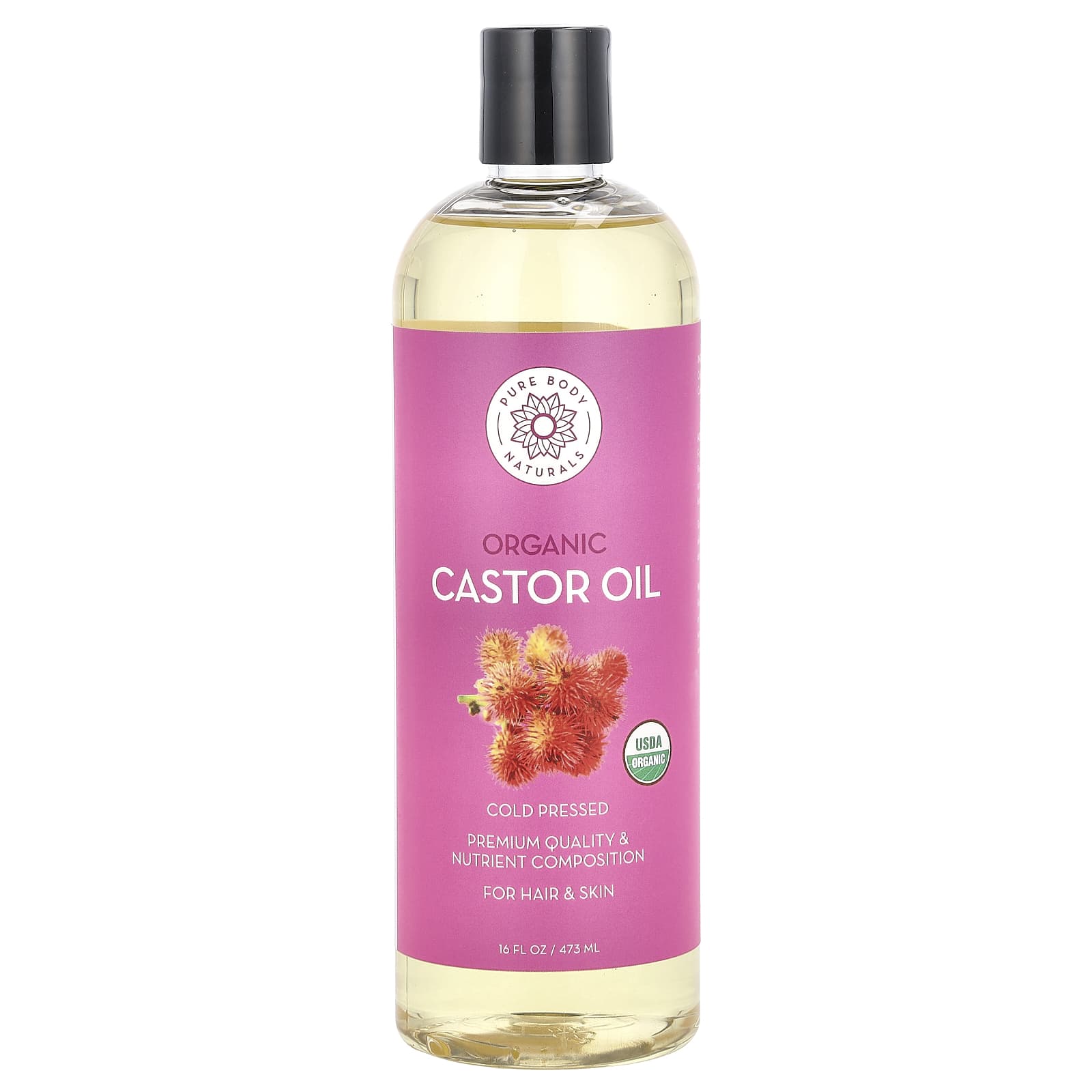 Pure Body Naturals, Organic Castor Oil, 16 fl oz (473 ml) - Image 1