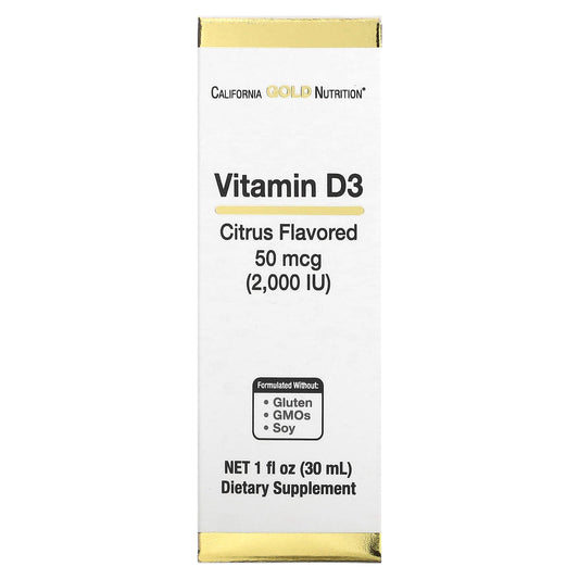 California Gold Nutrition Vitamin D3 Liquid Supplement 50 mcg (2000 IU) - Image 1