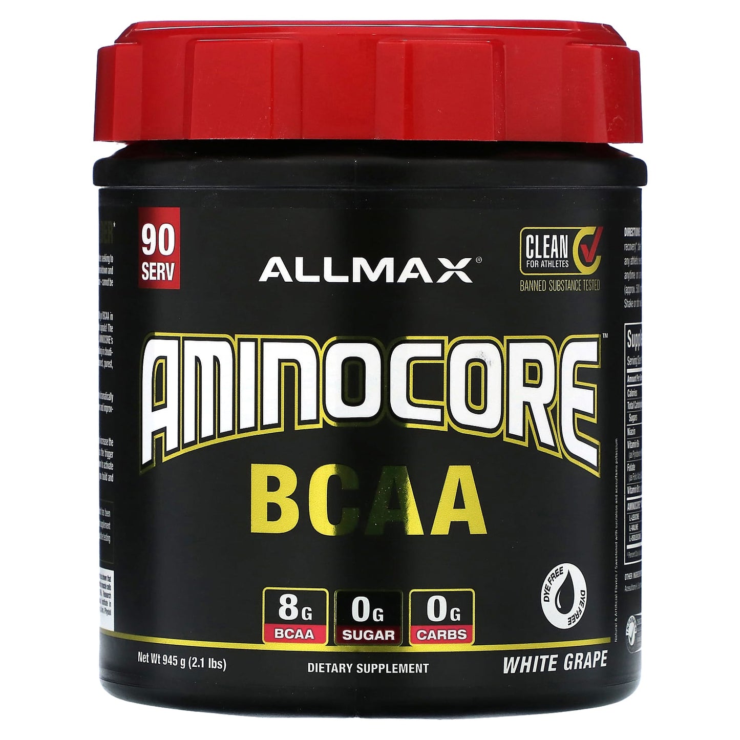 ALLMAX AMINOCORE BCAA Supplement - 8g BCAA, 9:6:5 Ratio - Image 1