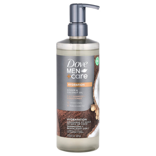 Dove Men+Care 2-in-1 Shampoo + Conditioner with Ginger & Coconut Oil - Image 1