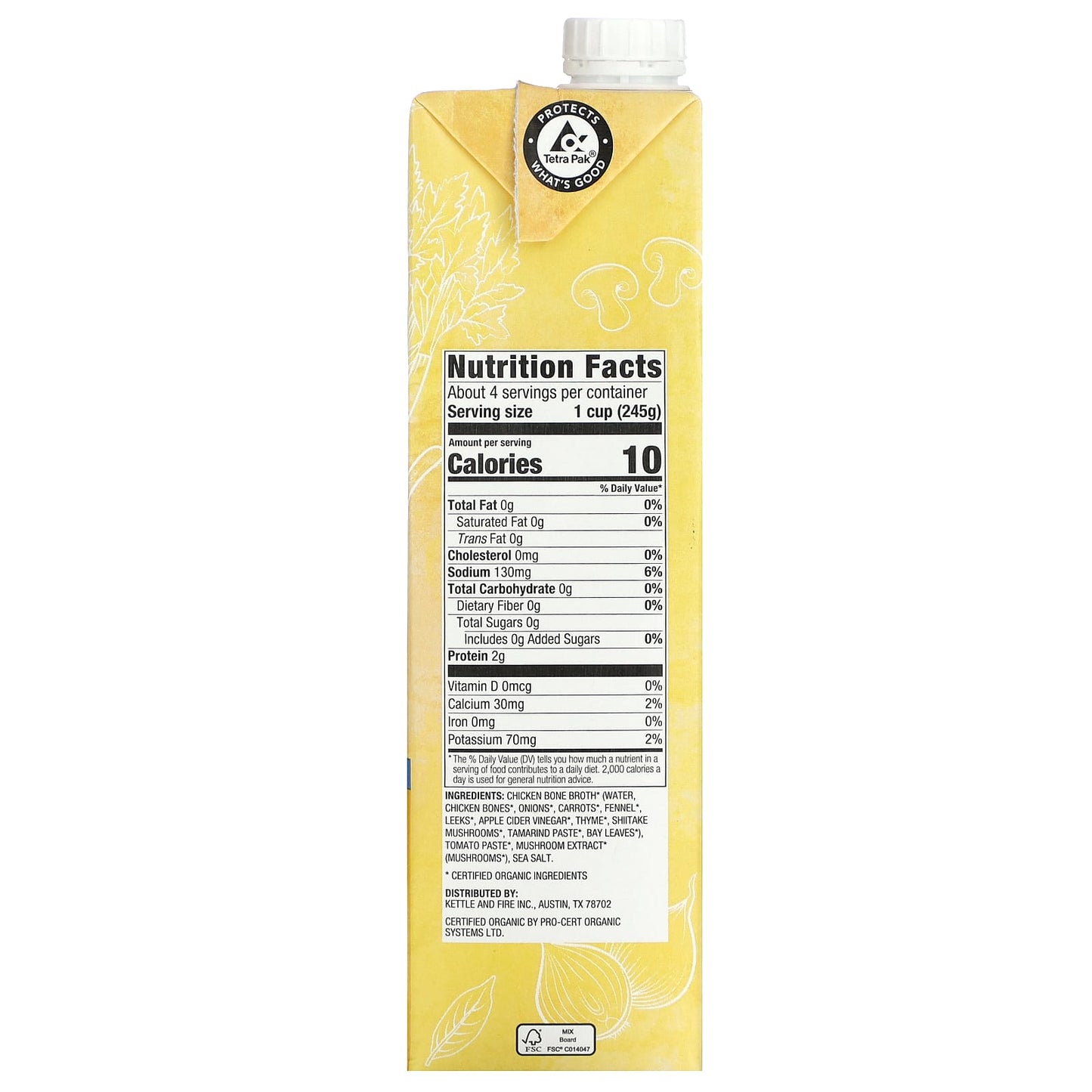 Kettle & Fire, Chicken Broth, Low Sodium, 32 oz  (907 g) - Image 2