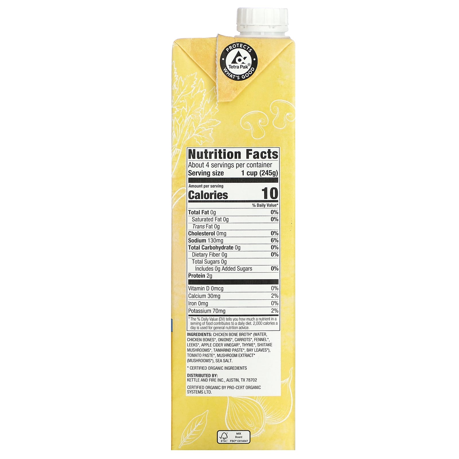 Kettle & Fire, Chicken Broth, Low Sodium, 32 oz  (907 g) - Image 2
