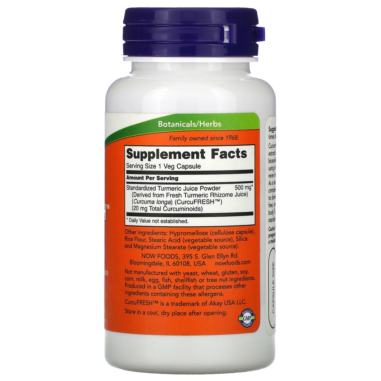 NOW Foods, CurcuFresh Curcumin, 500 mg, 60 Veg Capsules - Image 2