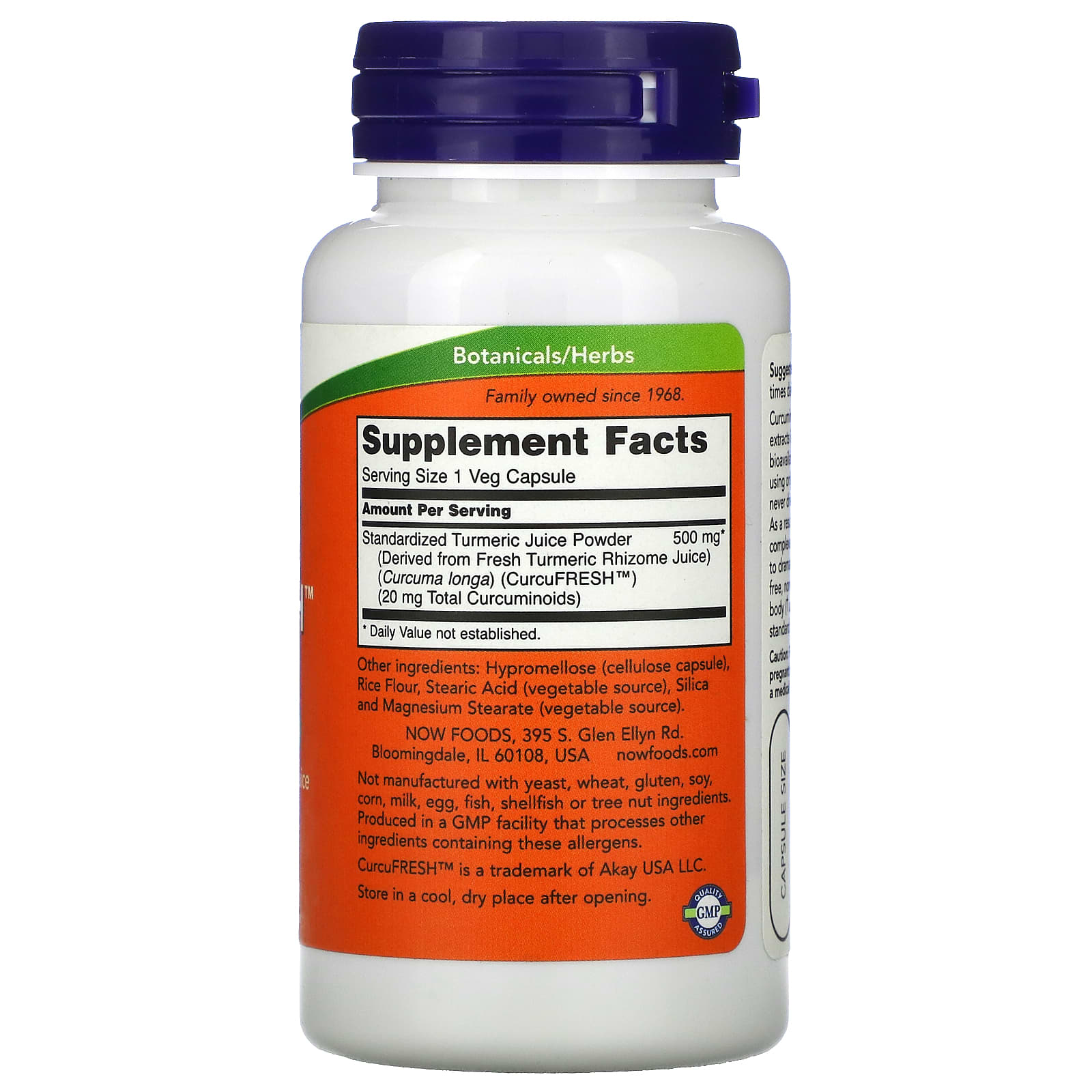 NOW Foods, CurcuFresh Curcumin, 500 mg, 60 Veg Capsules - Image 2