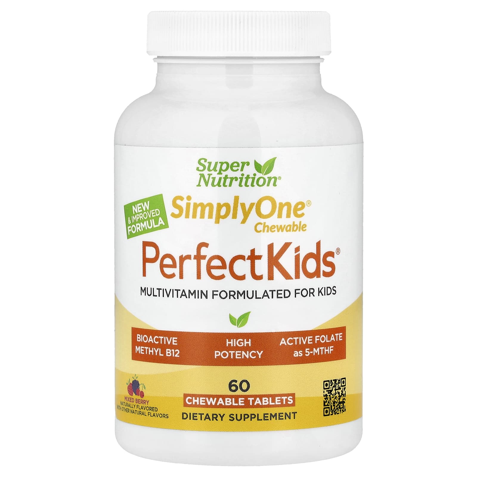 Super Nutrition | SimplyOne Chewable Multivitamin for Kids with B12 & Essential Vitamins, 60 Tablets - Image 1