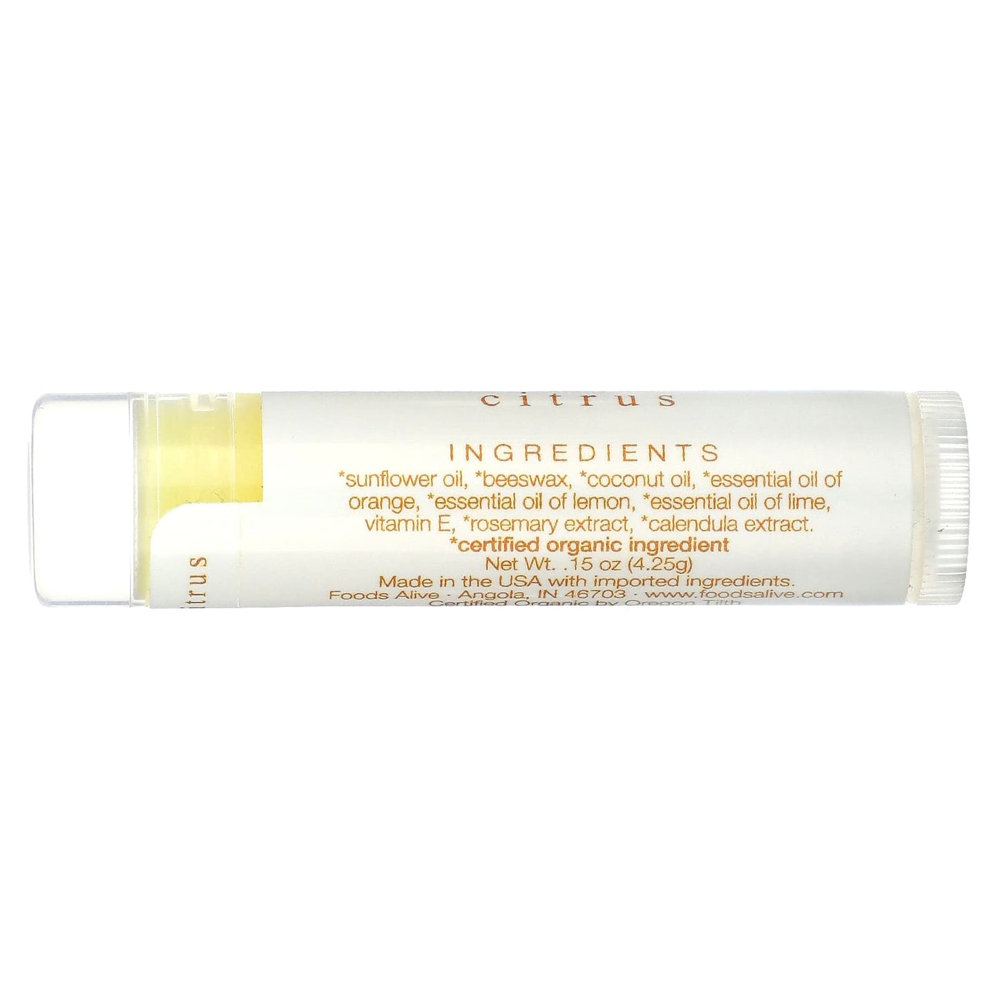 Organic Citrus Lip Balm by Foods Alive - Moisturize & Protect - Image 2