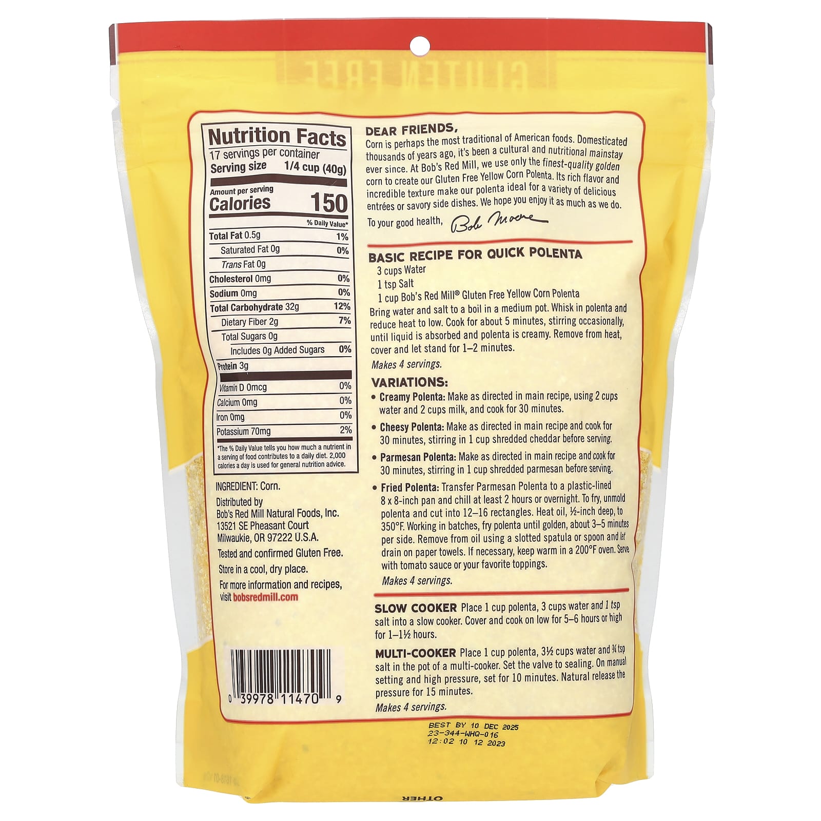 Gluten-Free Yellow Corn Polenta by Bob's Red Mill - 24 oz - Image 2