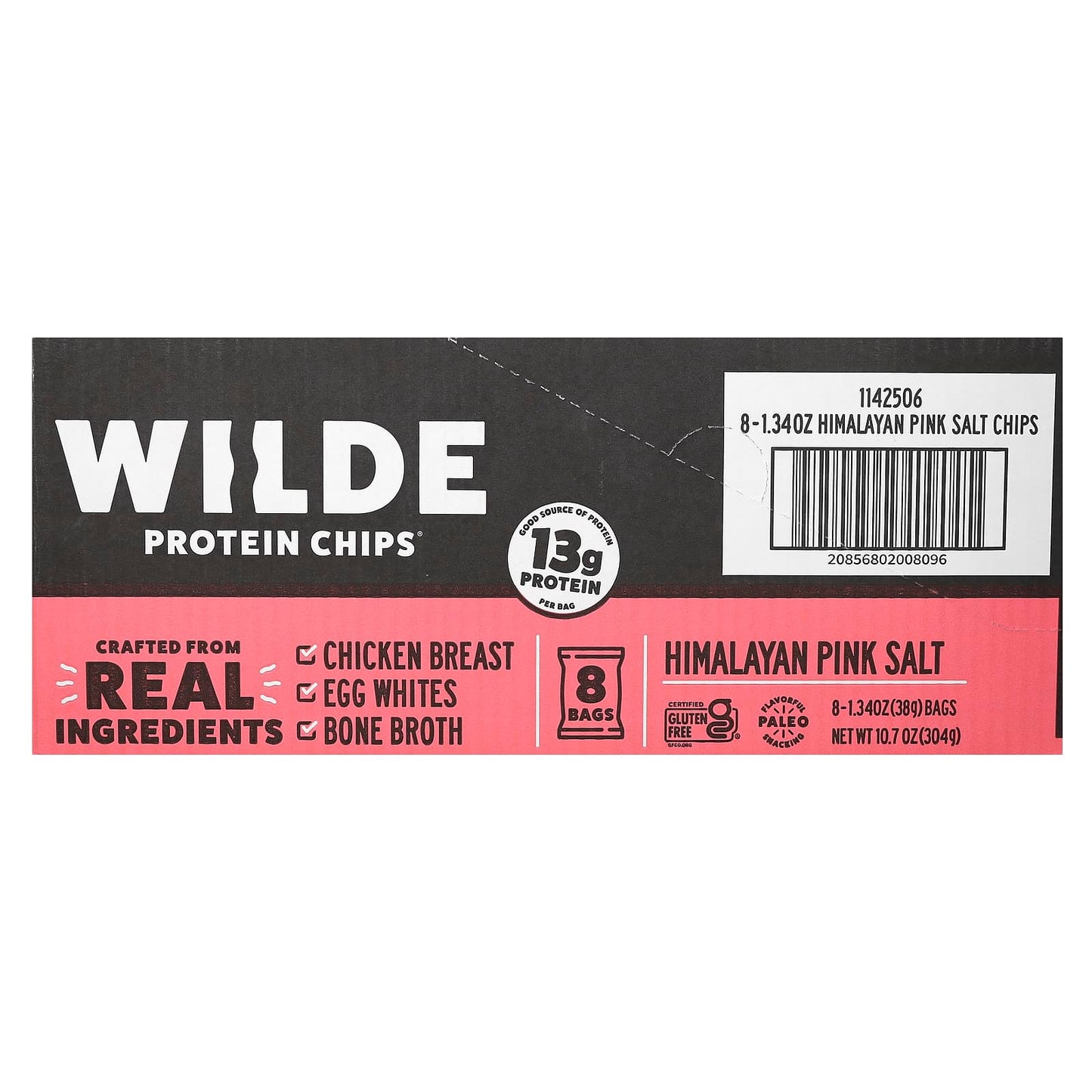 Wilde Brands, Protein Chips, Himalayan Pink Salt, 8 Bags, 1.34 oz (38 g) Each - Image 2