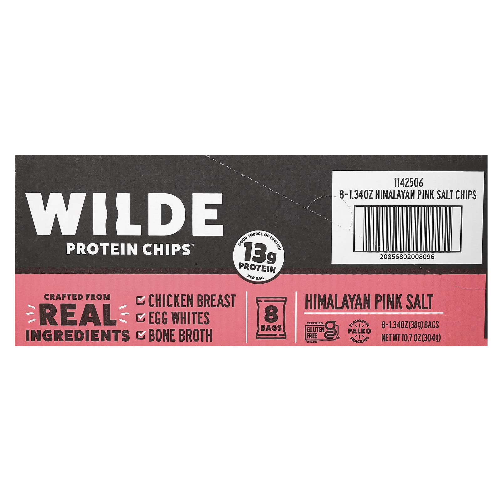 Wilde Brands, Protein Chips, Himalayan Pink Salt, 8 Bags, 1.34 oz (38 g) Each - Image 2