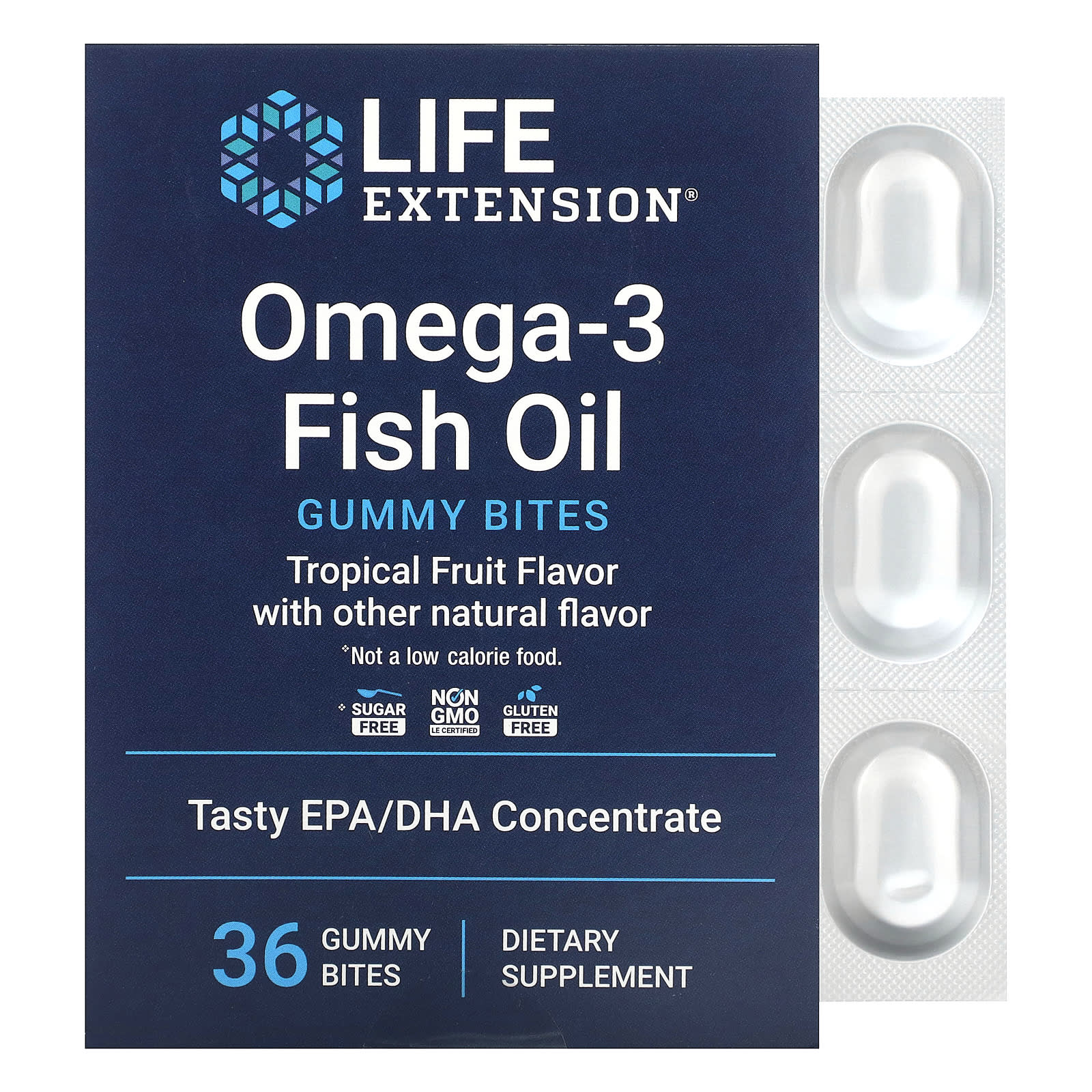 Life Extension, Omega-3 Fish Oil Gummy Bites, Tropical Fruit, 36 Gummy Bites (750 mg per Gummy Bite) - Image 1