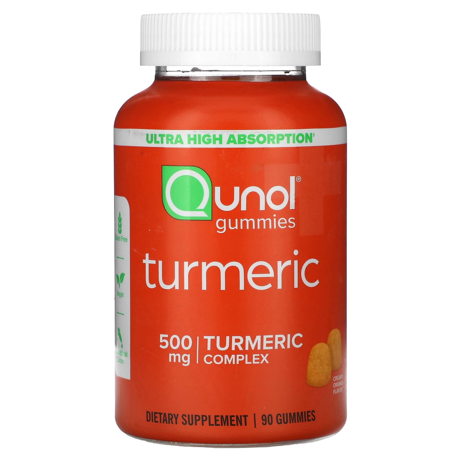 Qunol, Turmeric Gummies, Creamy Orange, 90 Gummies (250 mg per Gummy) - Image 1